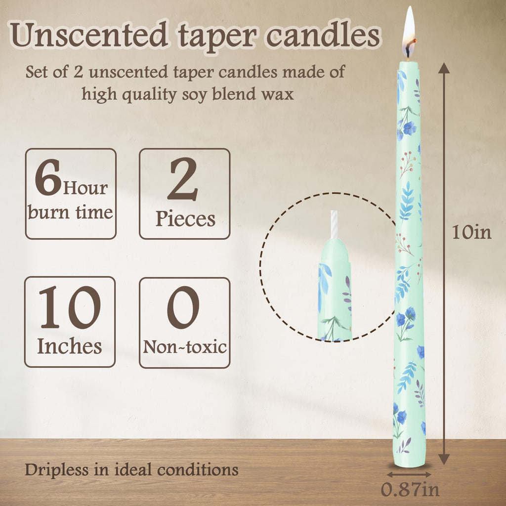 Smokeless Dripless Long Candlesticks, Unscented Tapered 10-Inch