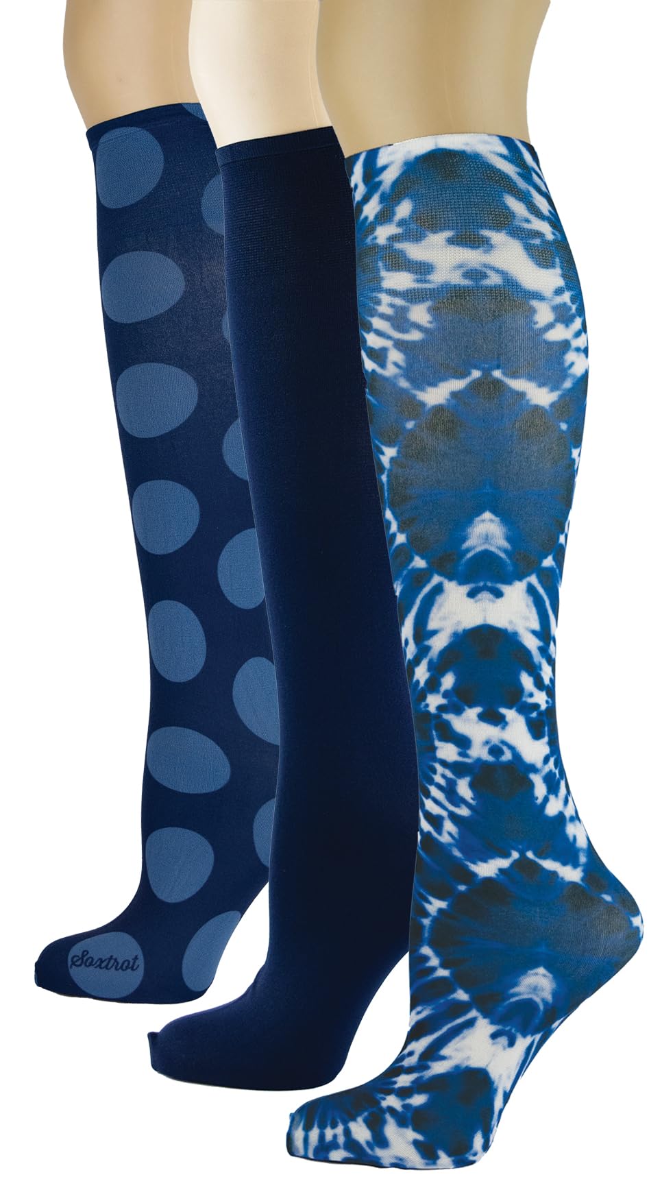 Women's 3 Pairs Knee High Trouser Socks, Classy and Colorful Printed Patterns, Silky Smooth Material