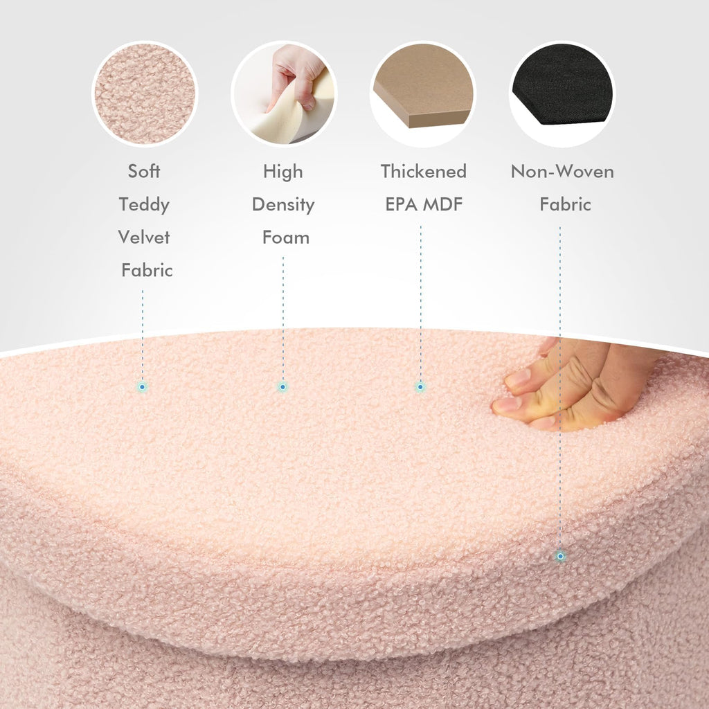 Flower-Shaped Storage Ottoman â€?Boucle Footstool & Seat for Living Room & Dorm