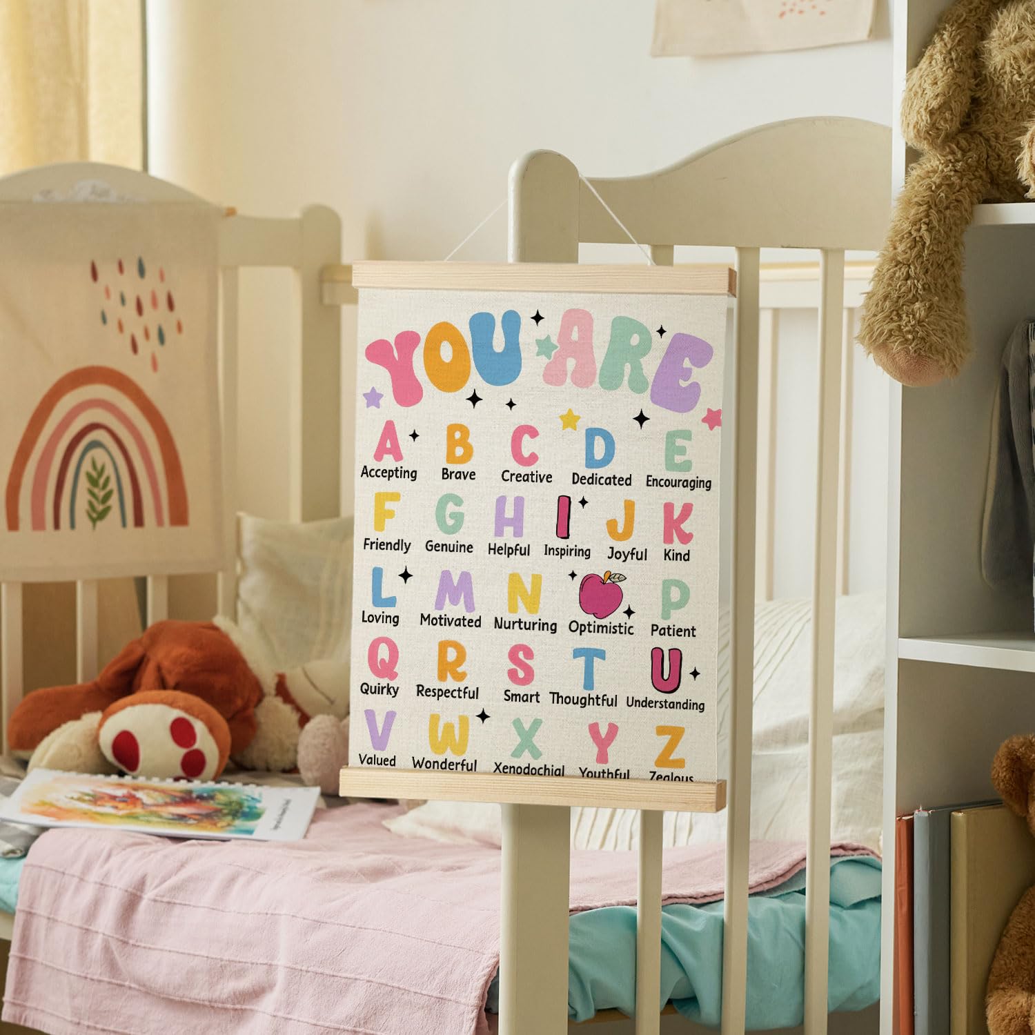 Coquette Teacher Wall Decor - Preppy Teacher Wall Art with Wooden Poster Hanger, for Office & Classroom, 12x16 Inch