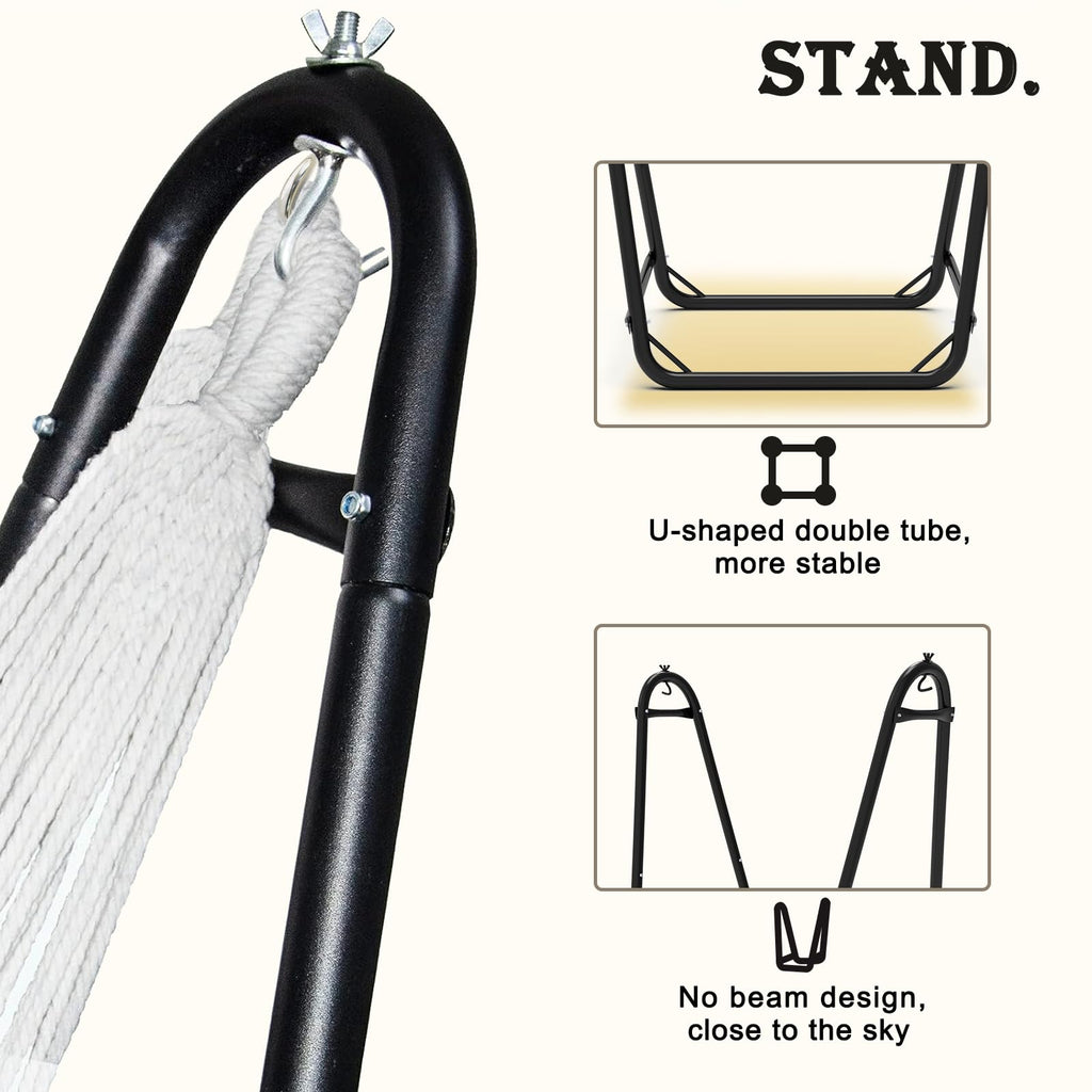 Hammock Chair with Stand,Heavy-Duty Hanging Chair with Stand for Indoor Outdoor, Sturdy Swing Chair Stand Max Load 350 pounds (Hammock Chair Included)