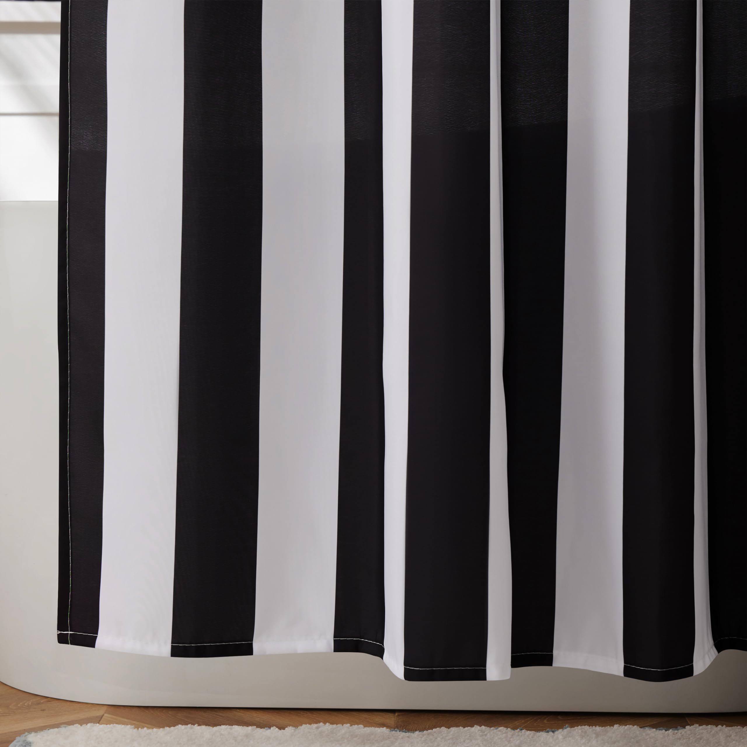 Pink Vertical Striped Shower Curtain, Cute Retro Vintage Stripe Bathroom Shower Curtain, Waterproof Polyester Fabric Modern Bath Curtain for Bathroom 72x72 Inches