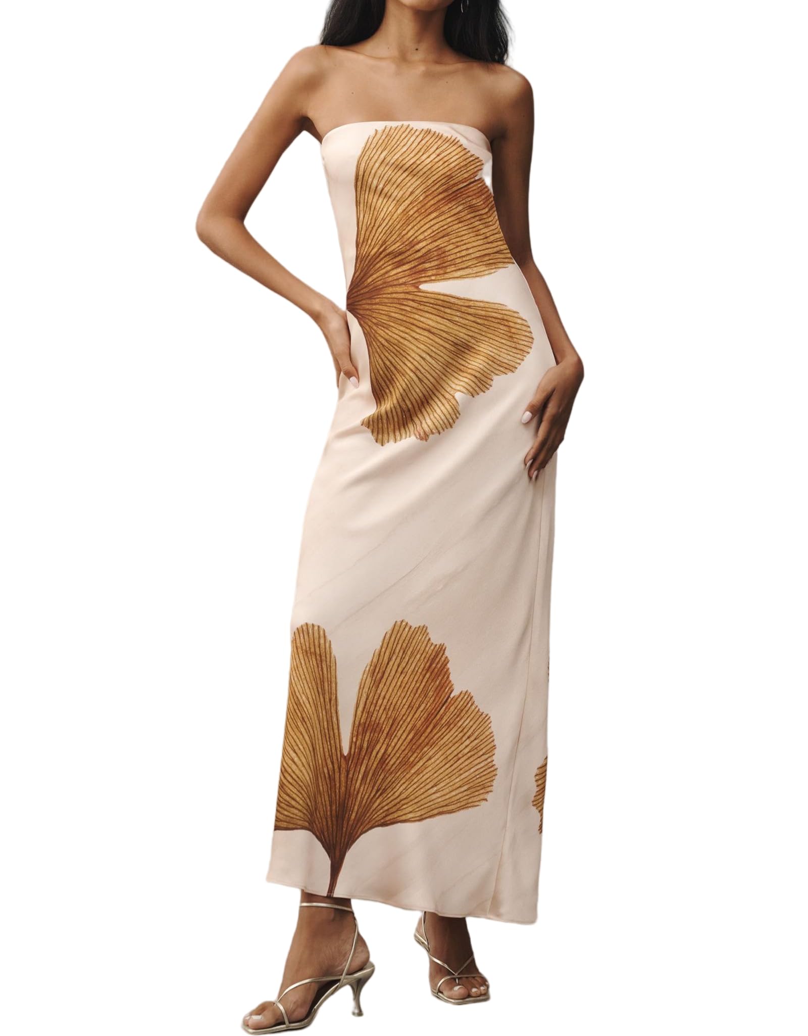 Women Floral Strapless Maxi Dress Sexy Bodycon Backless Tube Long Dress Summer Off Shoulder Cocktail Dresses