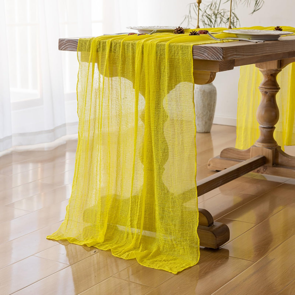 Table Runner Cheese Cloth Rustic Gauze Cheesecloth Table Runner 120 Inch 10 FT Sheer Boho Home Decorations