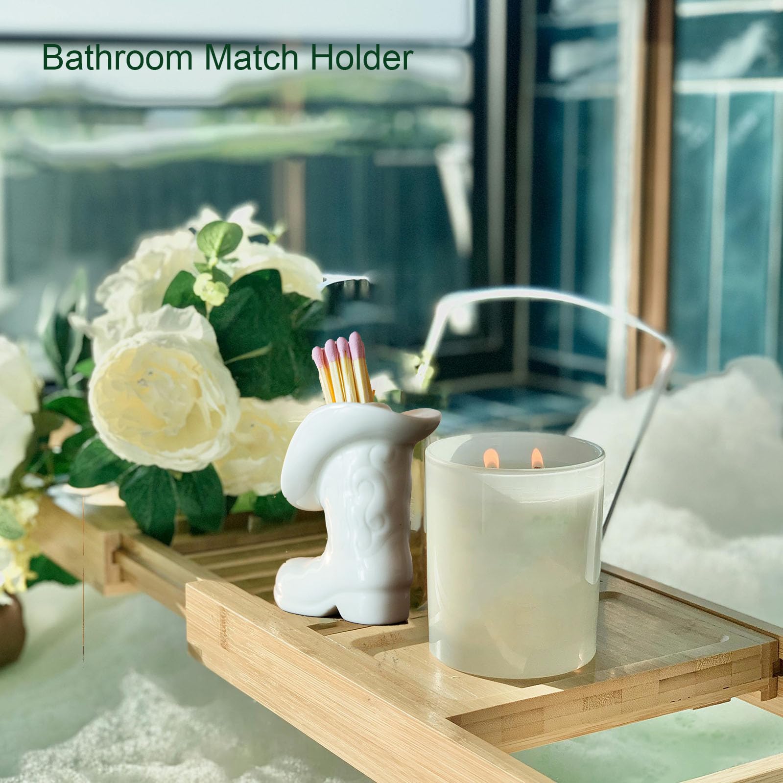 Cowgirl Boot Match Holder With Striker - Ceramic Cowgirl Boots Coastal Western Home Decor Aesthetic