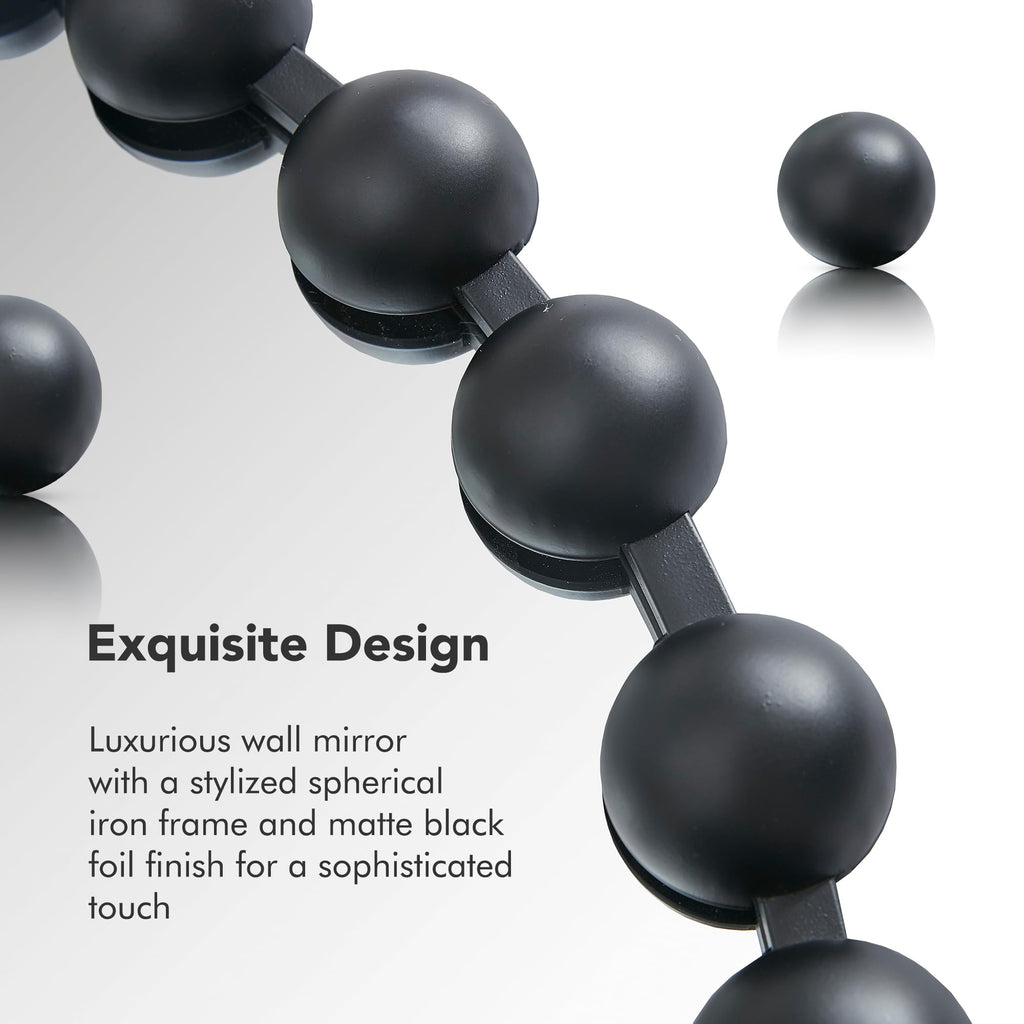 Metal Spherical Frame Round Mirror 36" Diameter