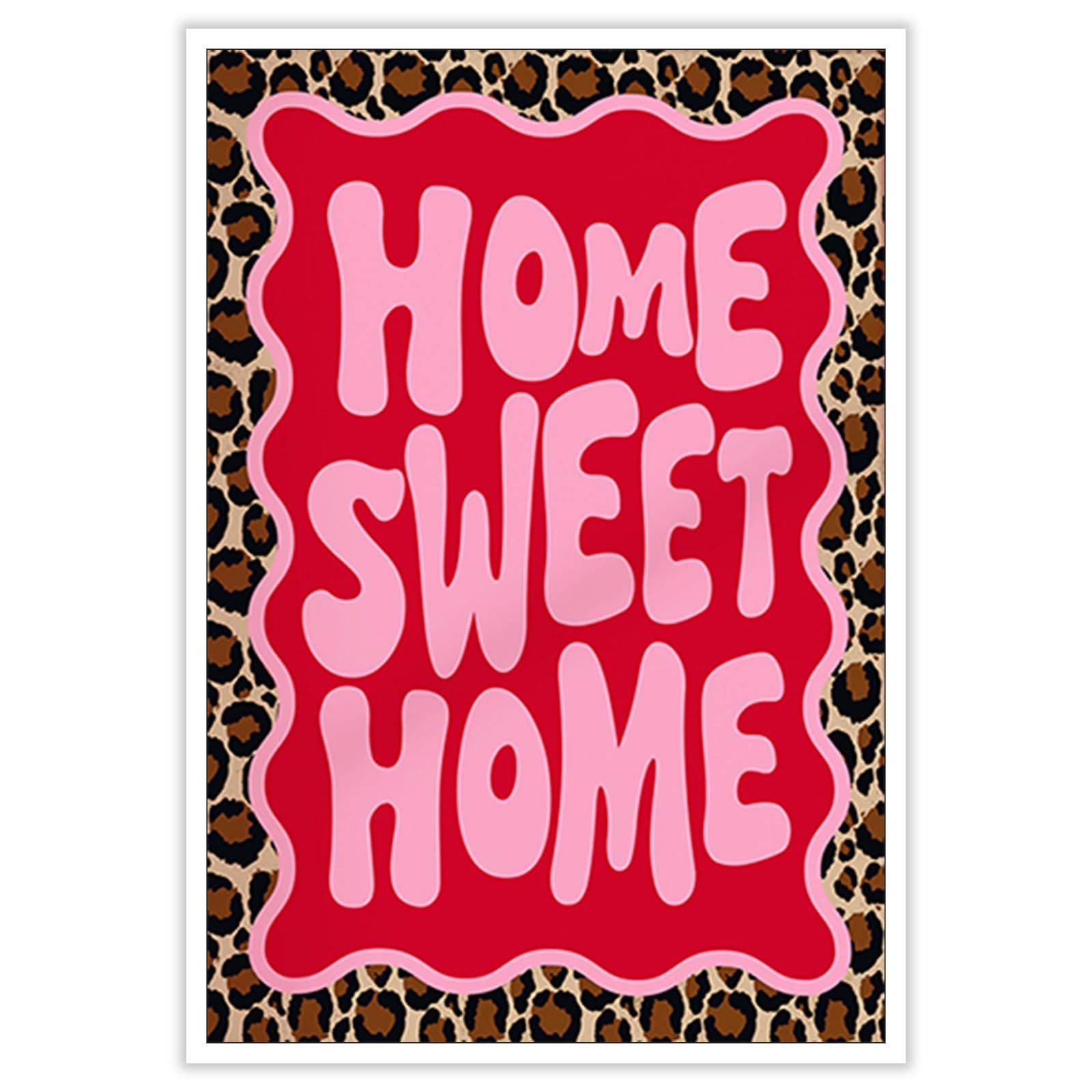 Vintage Leopard Wall Art Red Poster Fashion Cheetah Decor