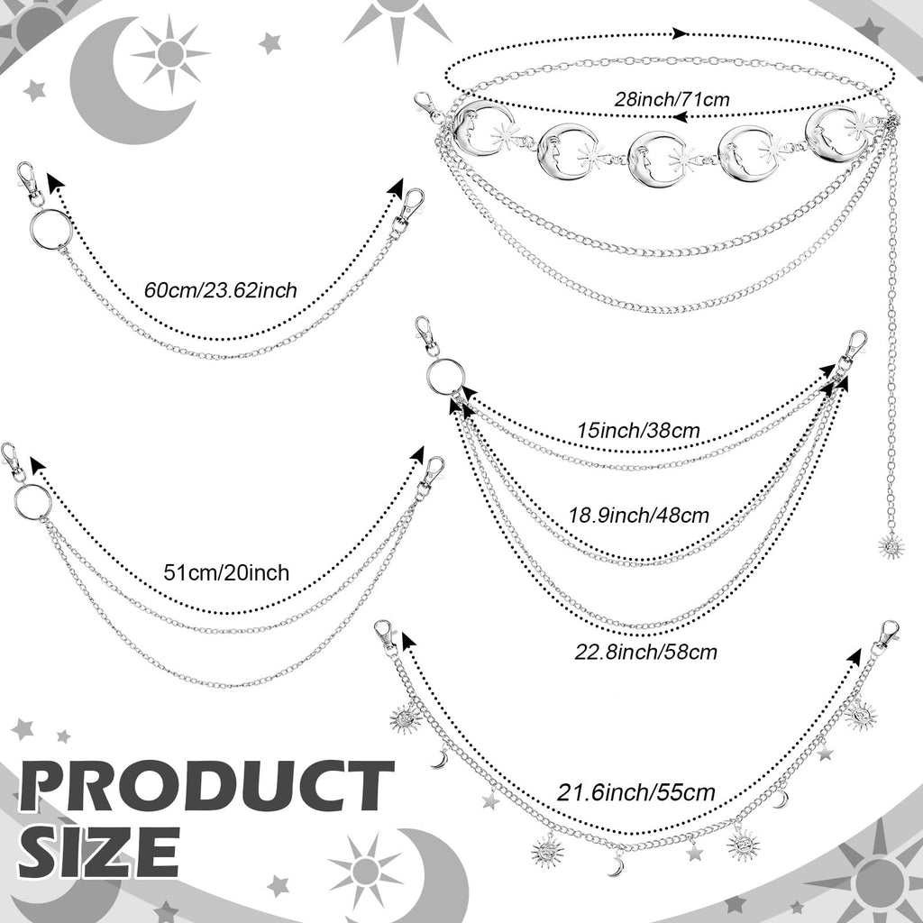 Multi-Layer Chain Belt â€?5-Piece Hip Hop Metal Wallet Chains for Jeans & Pants