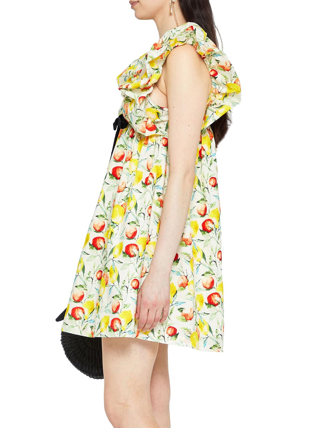 Women's Mini Dress V Neck Puff Sleeve Dress Short Babydoll Bow Dress