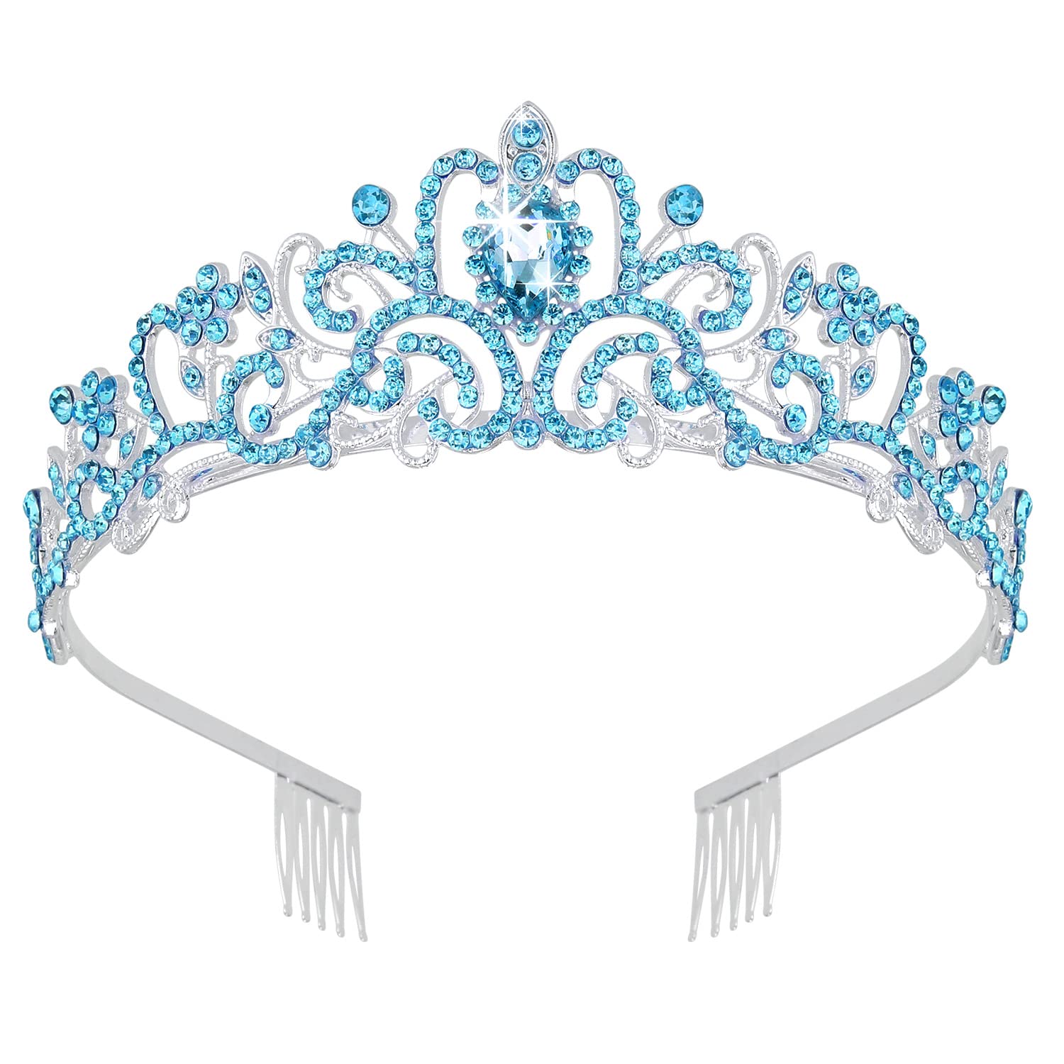 Princess Crystal Tiara Crown Headband Elegant Crown With Combs
