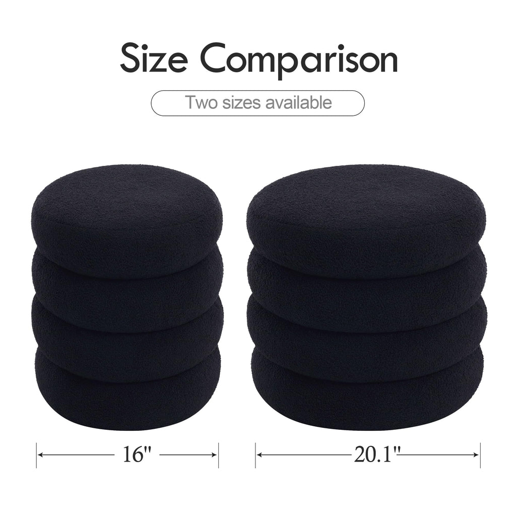 Storage Ottoman Round, Ottoman with Storage, Sherpa Ottoman Storage, (18 Inches x 16 Inches) Set of 2