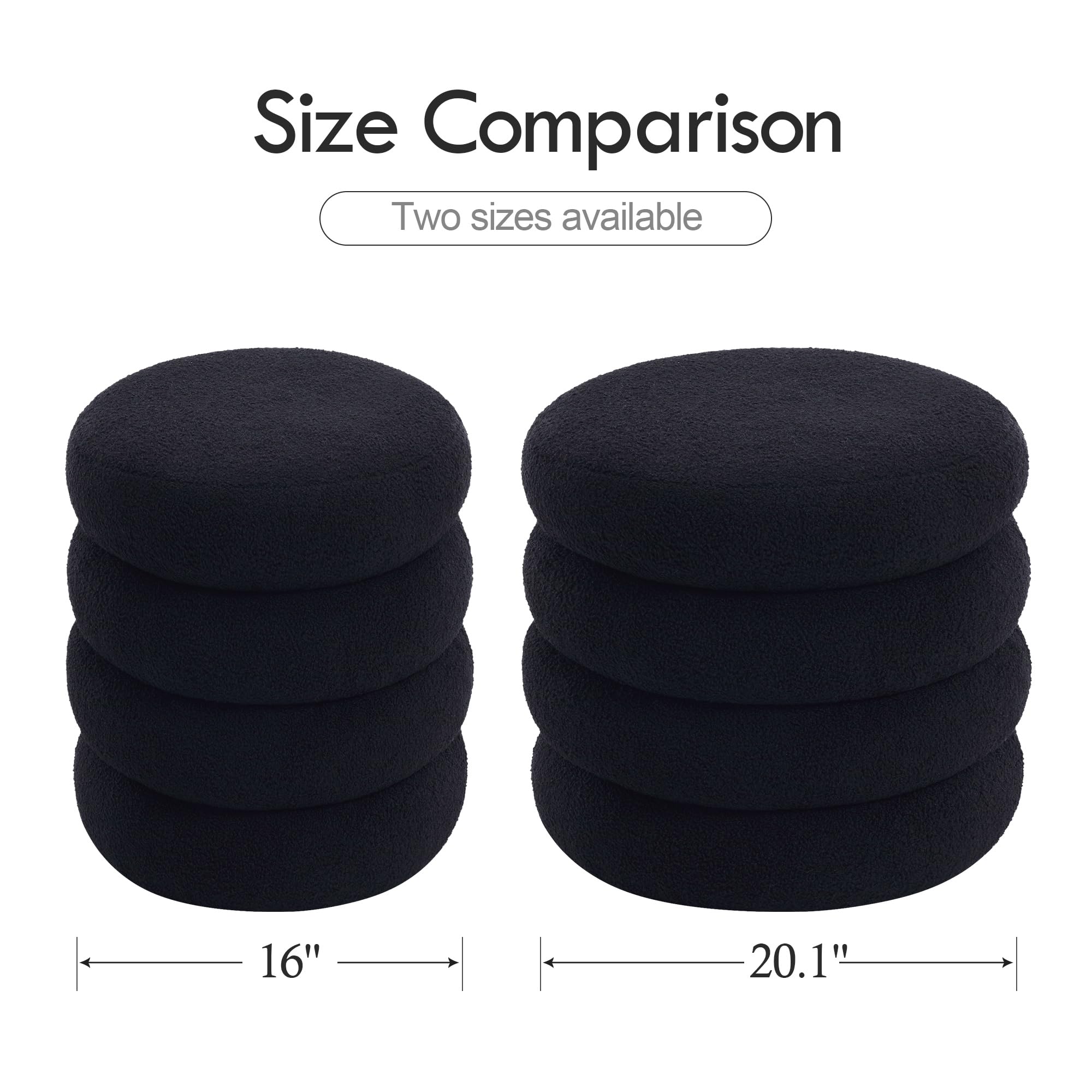 Storage Ottoman Round, Ottoman with Storage, Sherpa Ottoman Storage, (18 Inches x 16 Inches) Set of 2