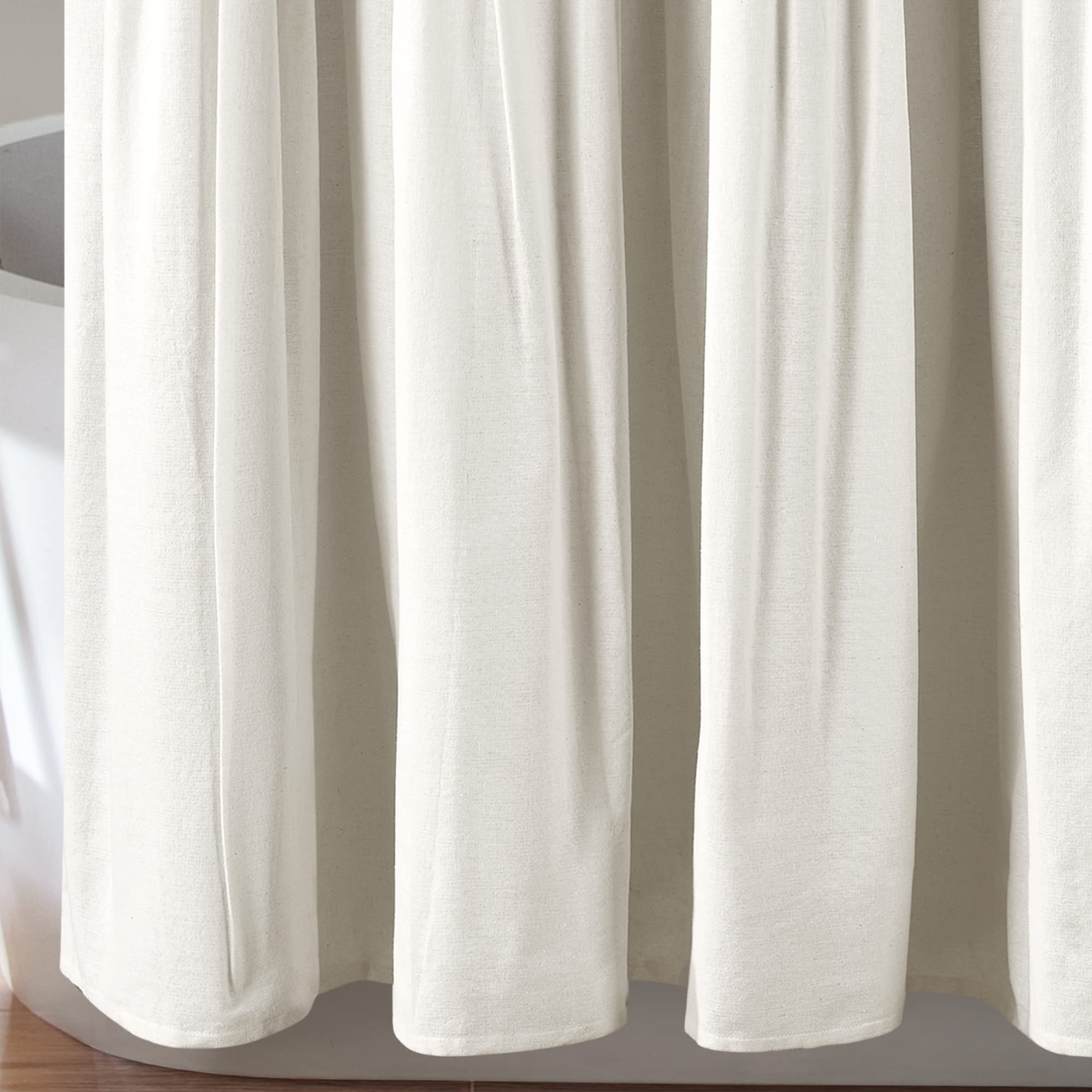 Lush Decor Linen Button Shower Curtain, 72" W x 72" L, Fabric Shower Curtains