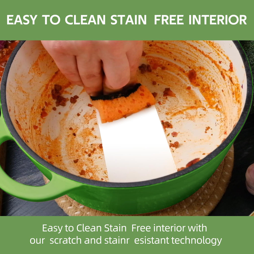 Enameled Cast Iron Dutch Oven with Lid - Big Dual Handles - Round Pot for Versatile Cooking 6 Quart