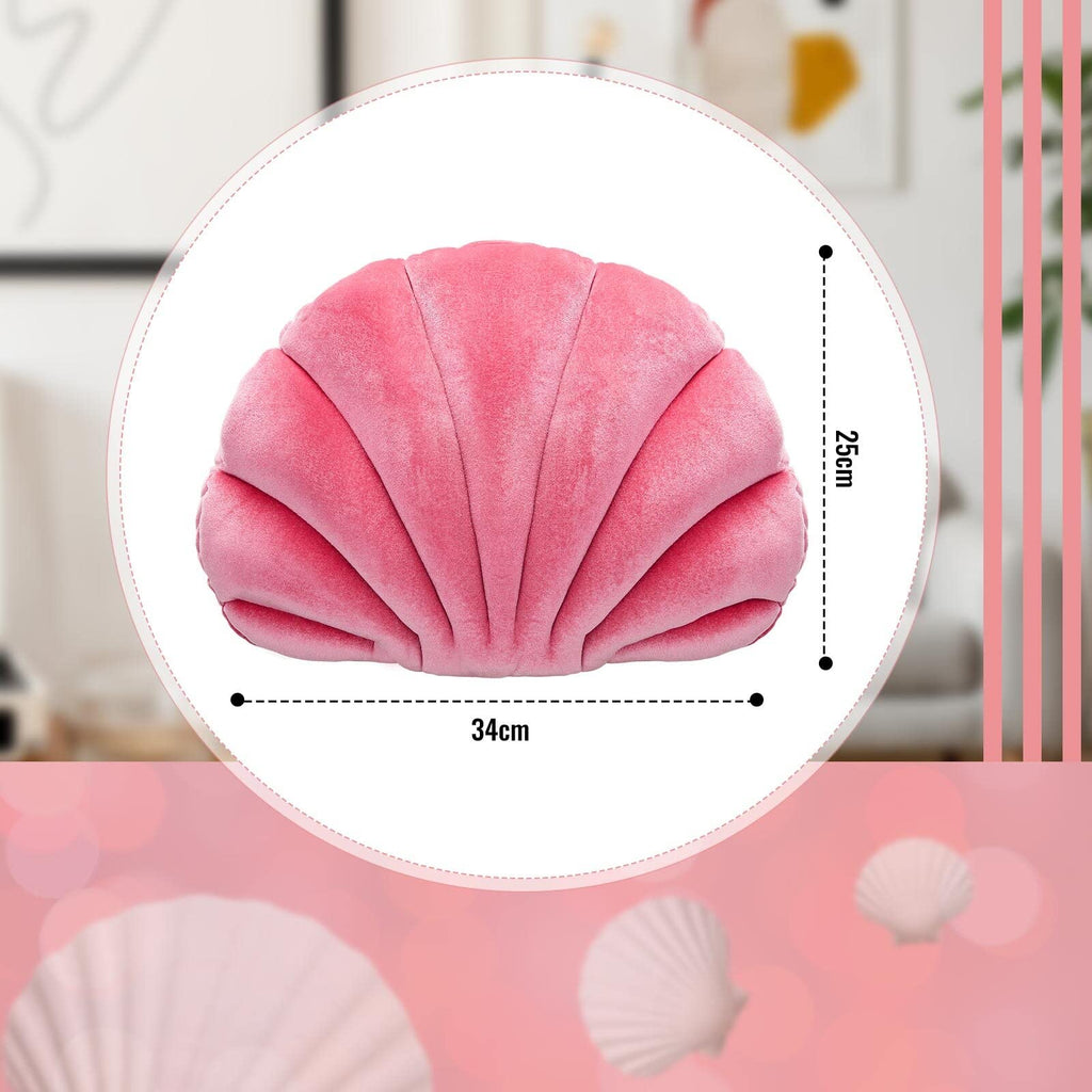 Pink Seashell Decorative Pillow â€?Soft Clam-Shaped Cushion for Sofa, Bed, or Living Room