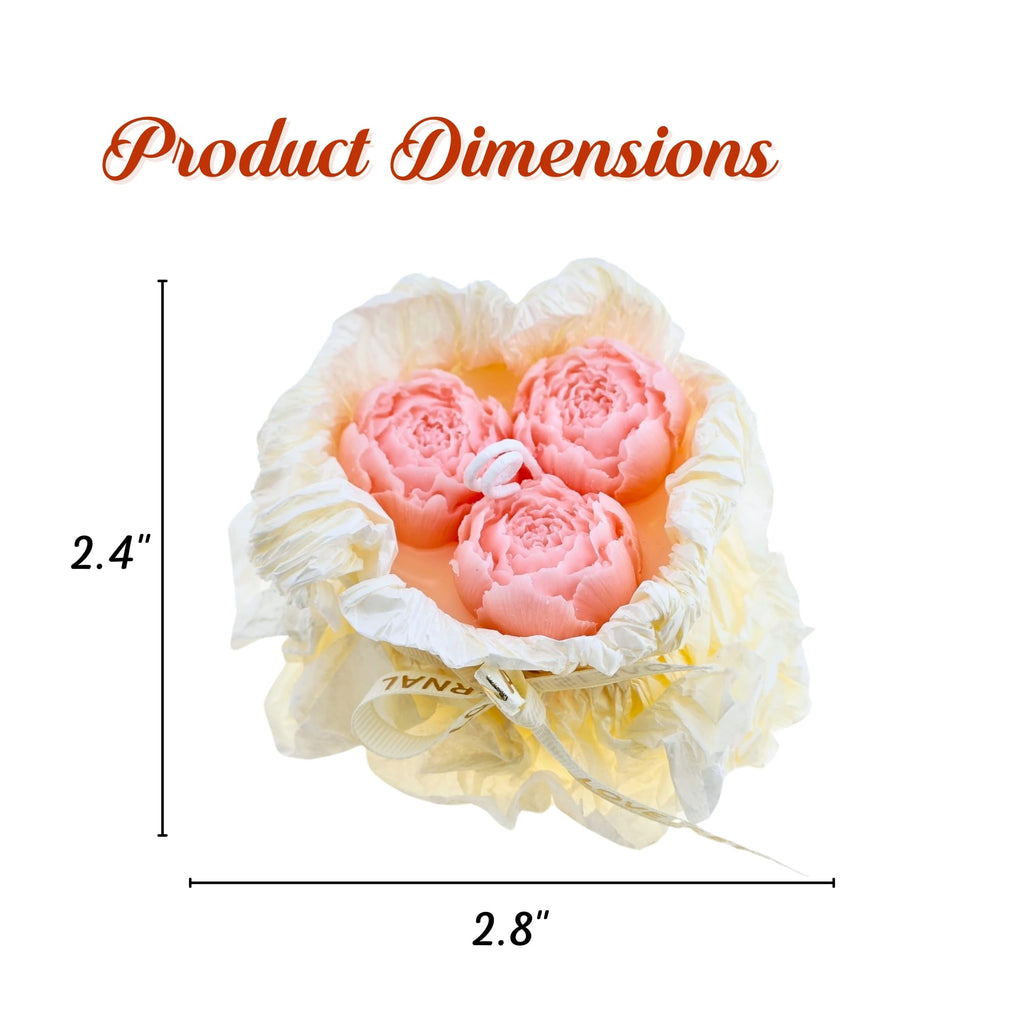 Handmade Floral Bouquet Candle, Scented Peony & Rose Shape, Gift for Women, Home Décor, Aromatherapy, Small (2.8"x2.4", 3 Flowers) & Large (3.6"x3", 5 Flowers)