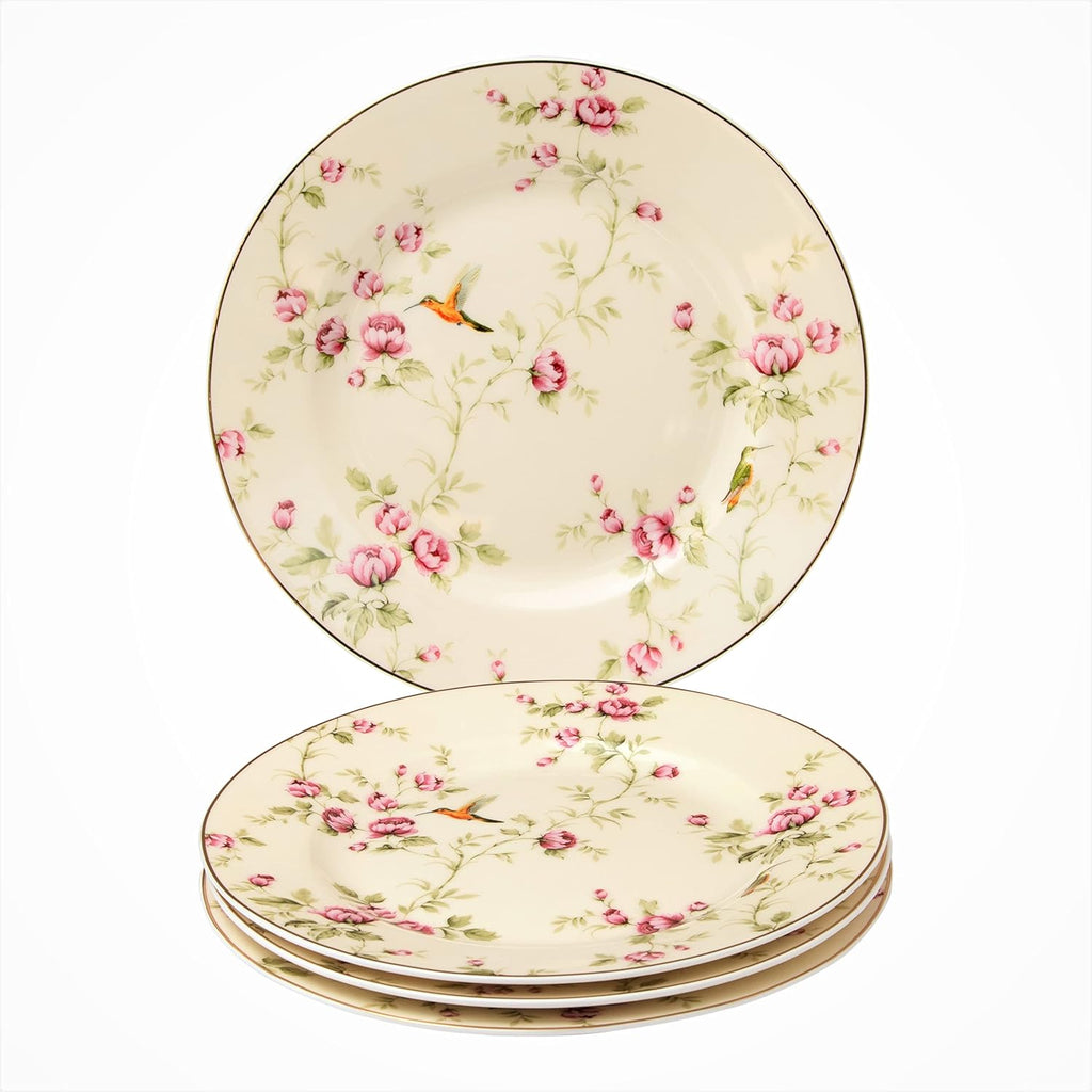Floral Dessert/Salad Plate 8-Inch (Set of 4), Gold Trimmed