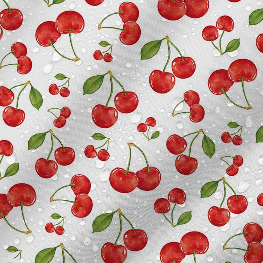 Cute Sweet Cherry Shower Curtain Set with Hooks - Fruit Shower Curtain for Bathroom - Waterproof Durable Fabric 72x72 Inches