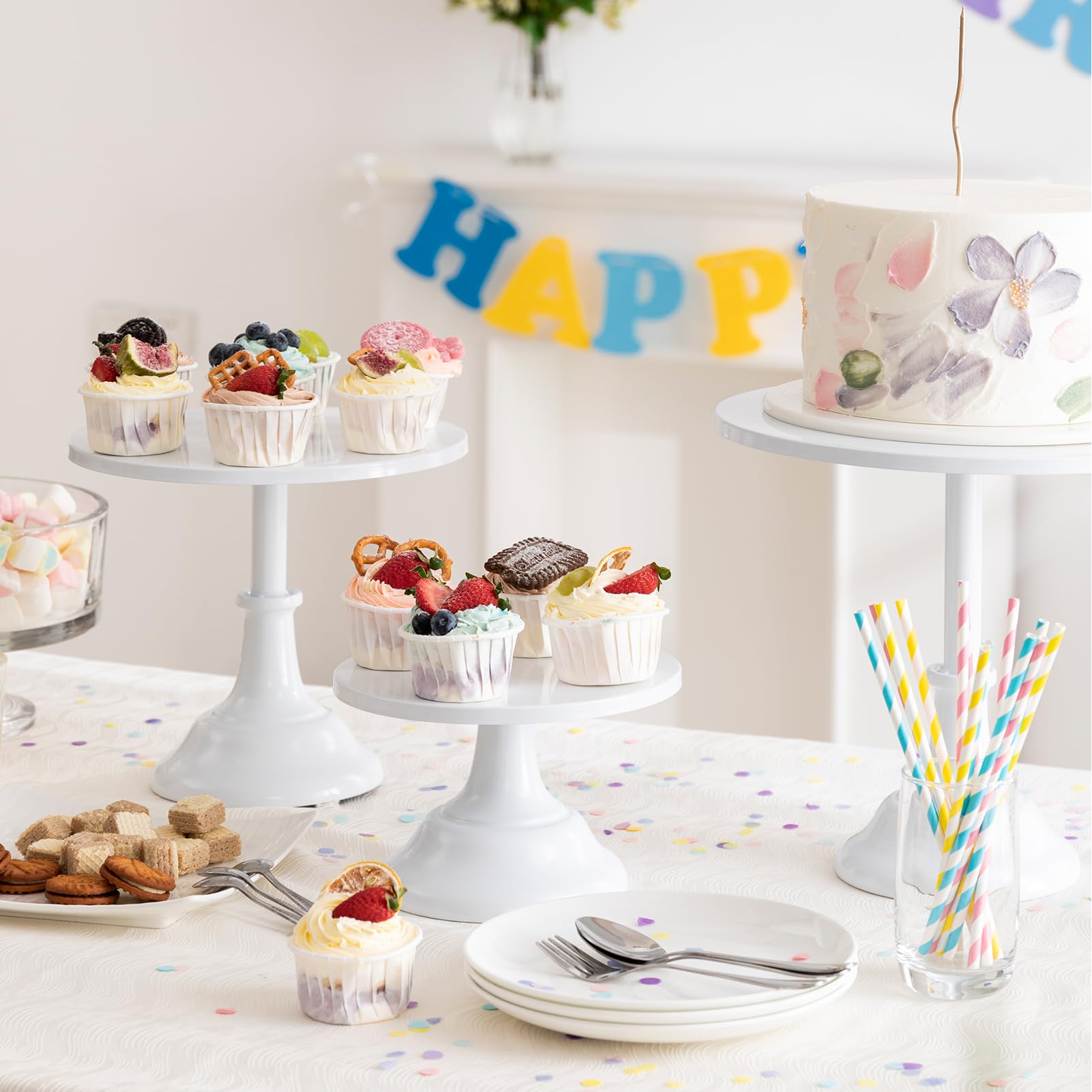 Cake Stand, Cake Stand Set Disc Diameter 8" 10" 12", Perfect Dessert Table Display Set, 3 Pcs