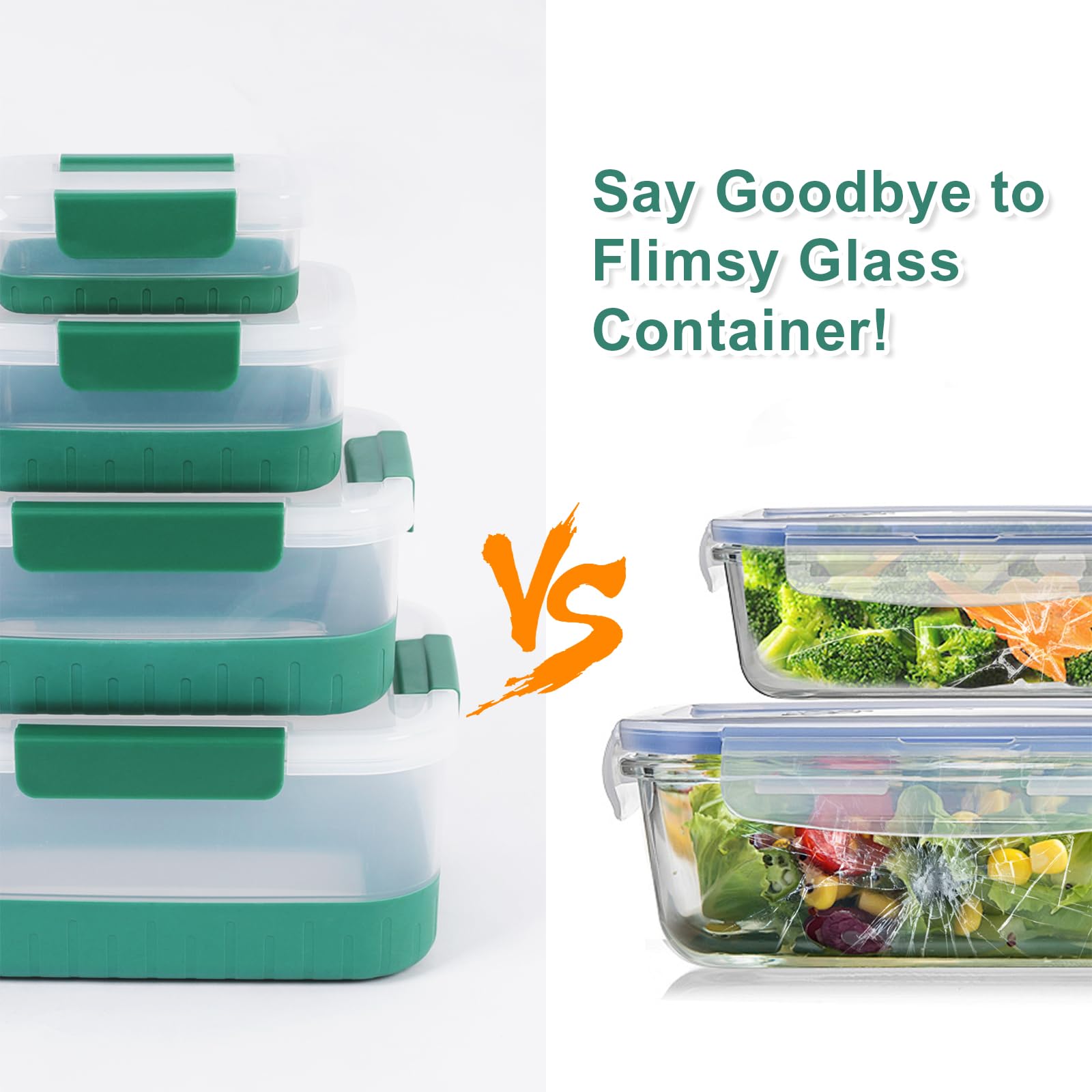 Plastic Food Storage Containers with Leakproof Locking Lids, Stackable Airtight Storage Containers BPA-Free & Freezer Safe, Non-slip Base, Set of 4 Pieces