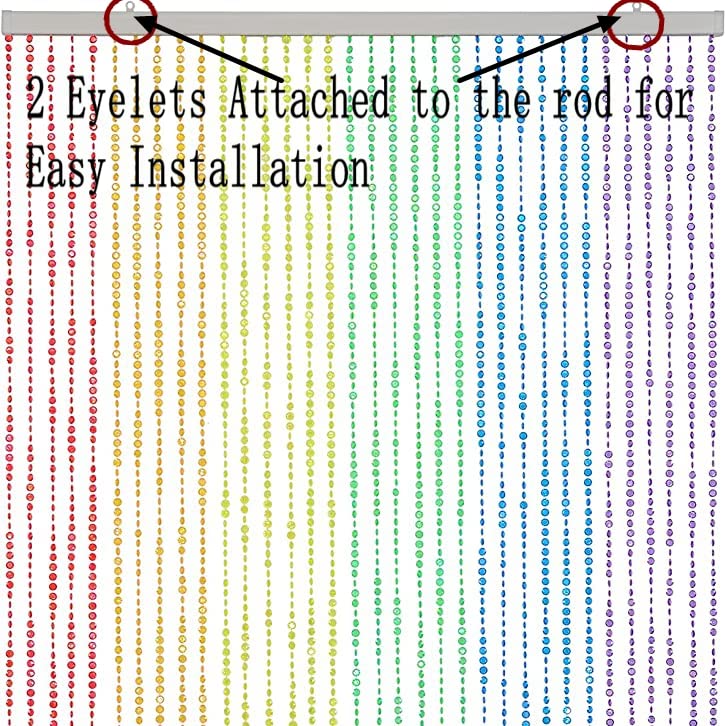 Strands Iridescent Crystal Beaded Curtain for Doorway Room Divider Party Bedroom Decorations, Diamond Cut Bead Curtain, 34 PCS 3FT X 9FT