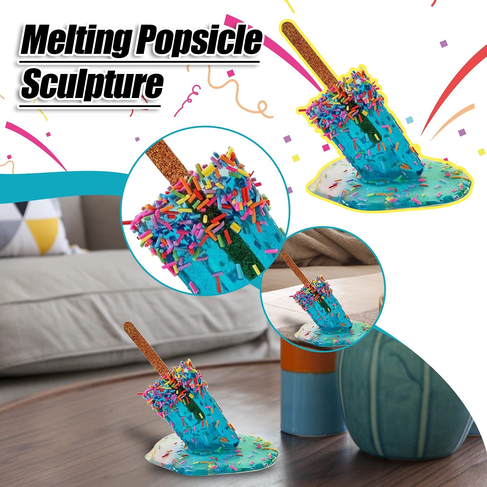 Melting Popsicle Sculpture - Creative Melting Ice Cream Resin Home Decor
