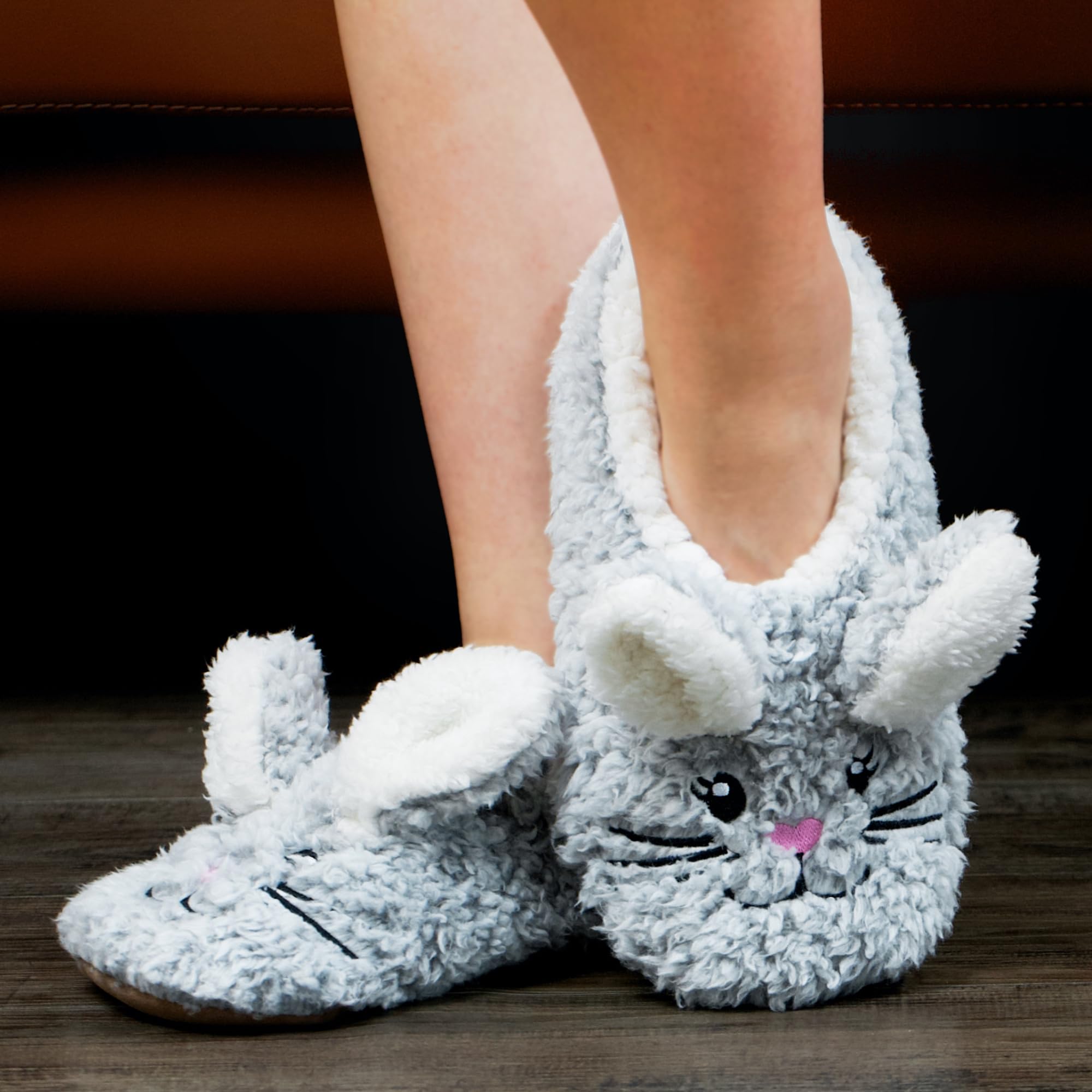 Cute Animal House Slippers - Fuzzy Warm Bedroom Slipper Socks Non-Slip Grippers