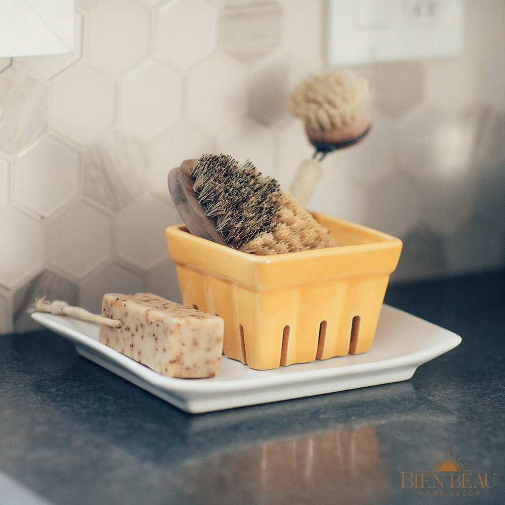 Farmhouse Ceramic Berry Basket, Colander, Fruit Decor, Fruit Bowls/Baskets, Kawaii Kitchen Bowl Fruit Pattern Stoneware Harvest Square Bowls Set of 4