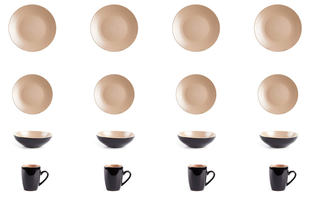Stoneware Two-Tone Colors Life 12pc Dinner Set