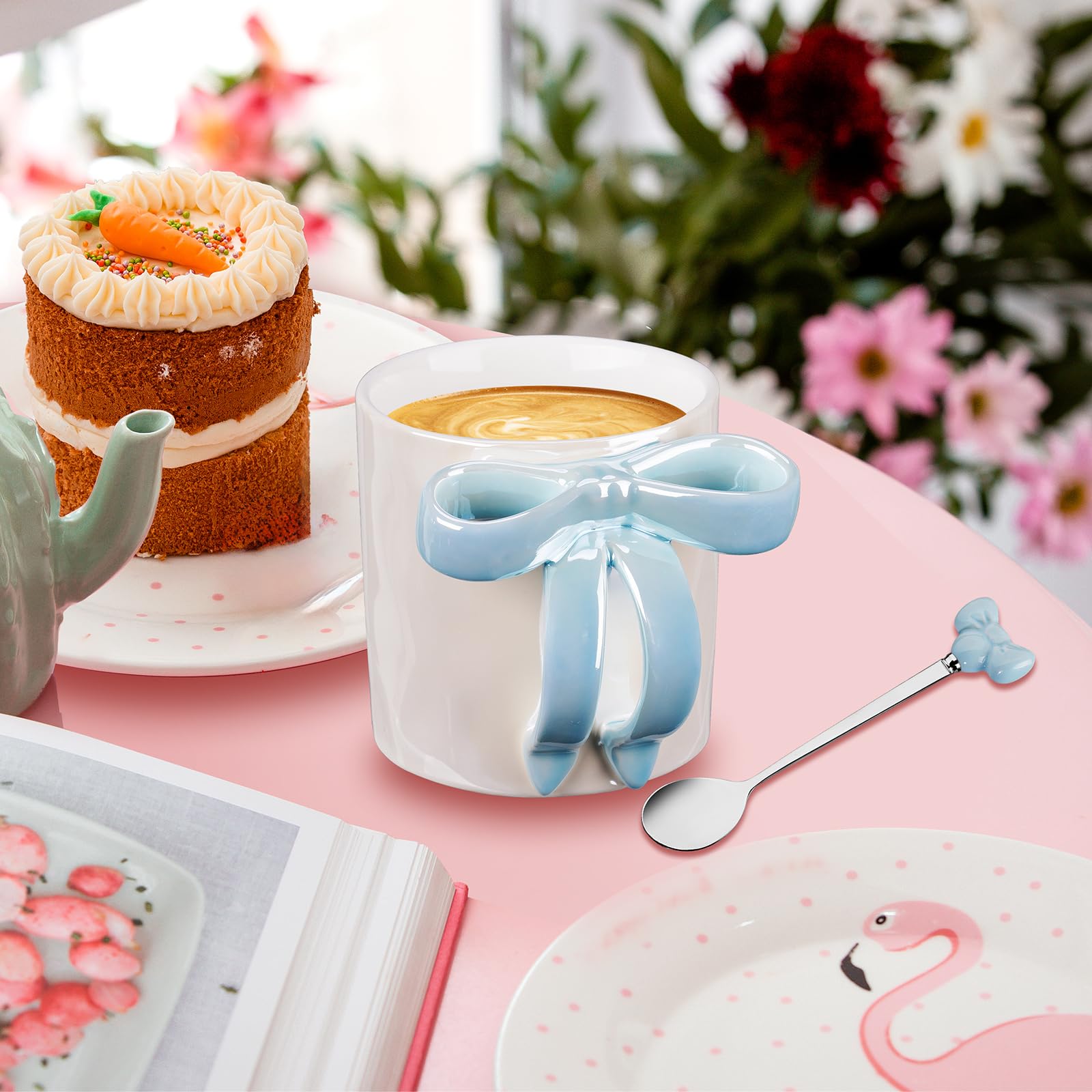 Ceramic Bow Handle Mug, Electroplated Finish with Shimmering Starry Glow, High-Temperature Fired for Durability 12OZ