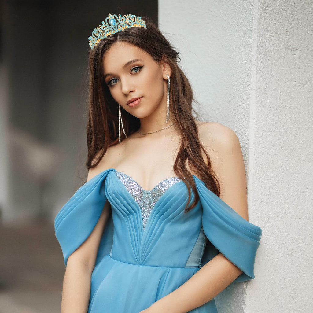 Princess Crystal Tiara Crown Headband Elegant Crown With Combs