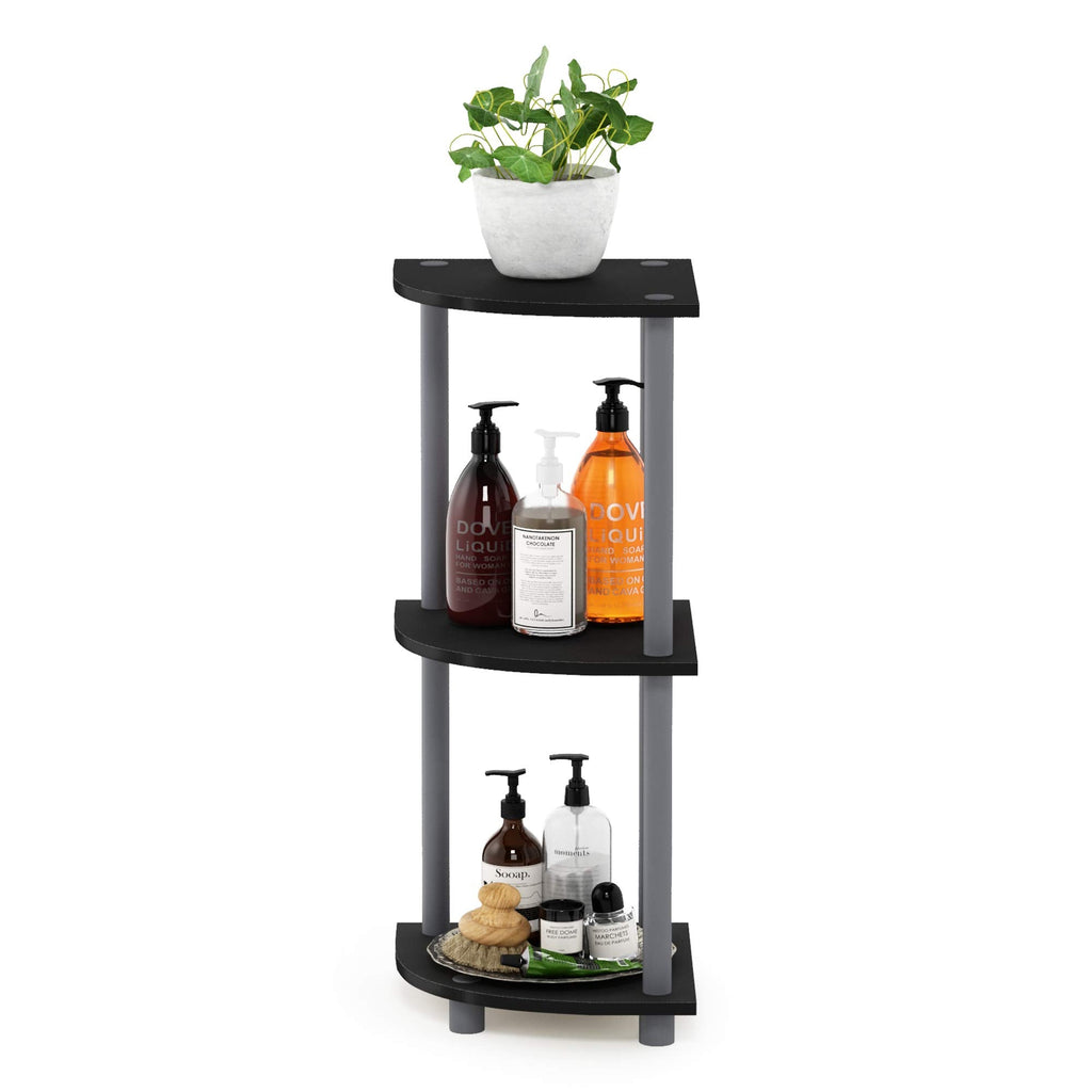 Three-Tier Round Tube Reversible Corner Display Rack Multipurpose Shelving Unit