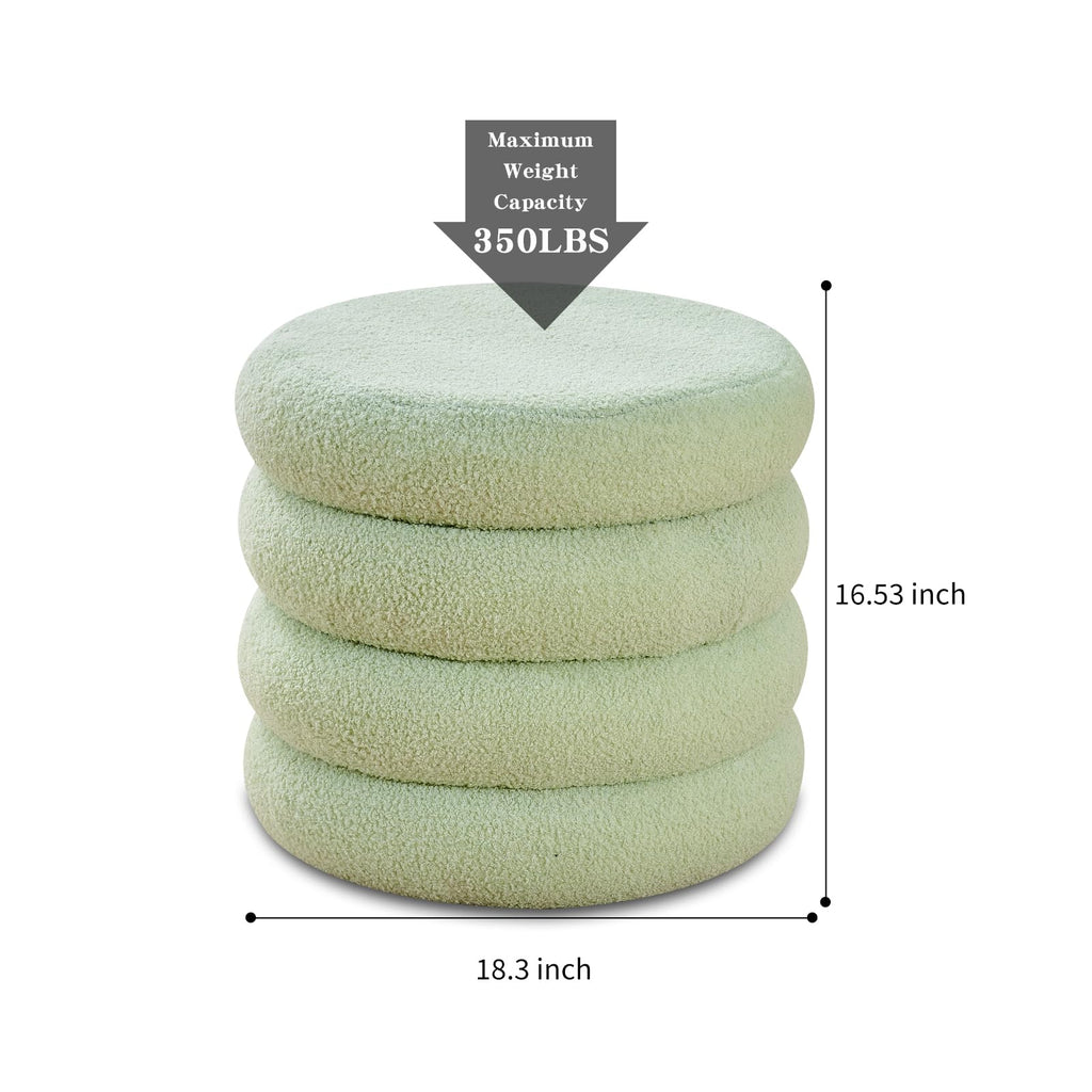 Round Storage Ottoman, Modern Sherpa Footstool with Flip-Top