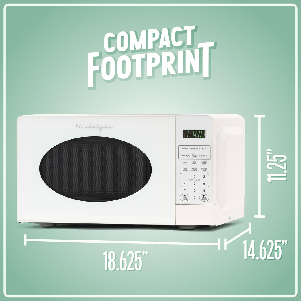 Nostalgia Retro Compact Countertop Microwave Oven 0.7 Cu. Ft. -700-Watts with LED Digital Display-Child Lock-Easy Clean Interior-Pink