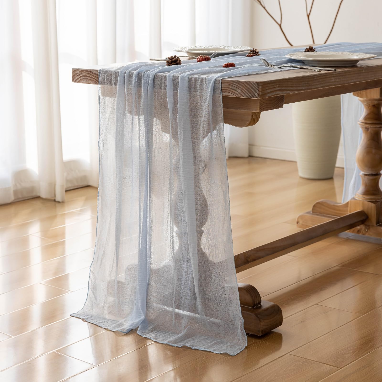 Table Runner Cheese Cloth Rustic Gauze Cheesecloth Table Runner 120 Inch 10 FT Sheer Boho Home Decorations