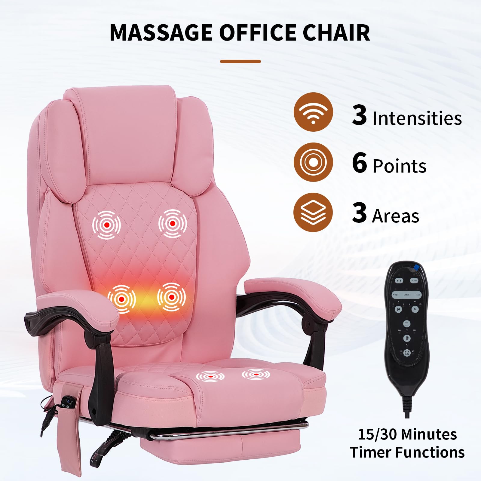 Massage Office Chair with Heat 6 Vibration Points, High Back & Heat, Executive Desk Chair, Big and Tall Office Chair 400lbs, Comfortable Ergonomic Reclining Managerial Chair