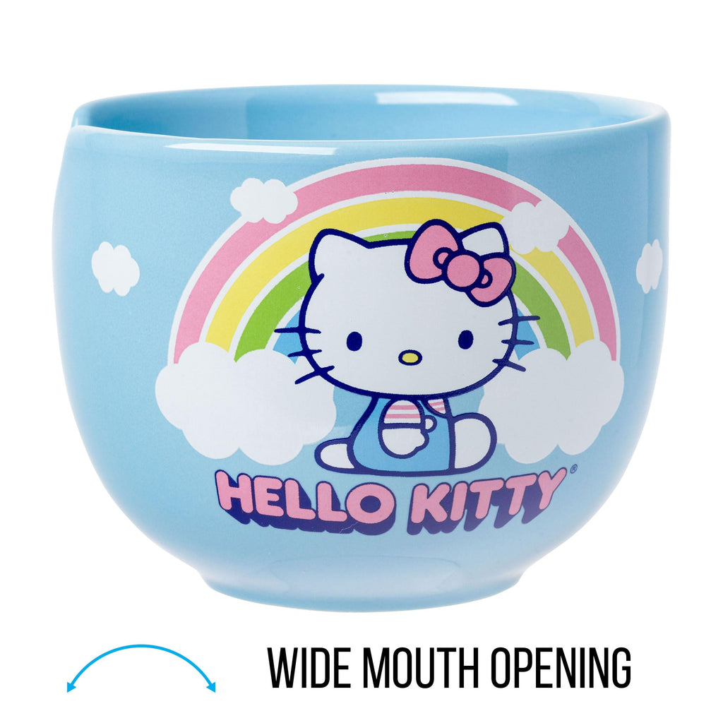 Ceramic Sanrio Hello Kitty Ramen Noodle Rice Bowl with Chopsticks, Microwave Safe