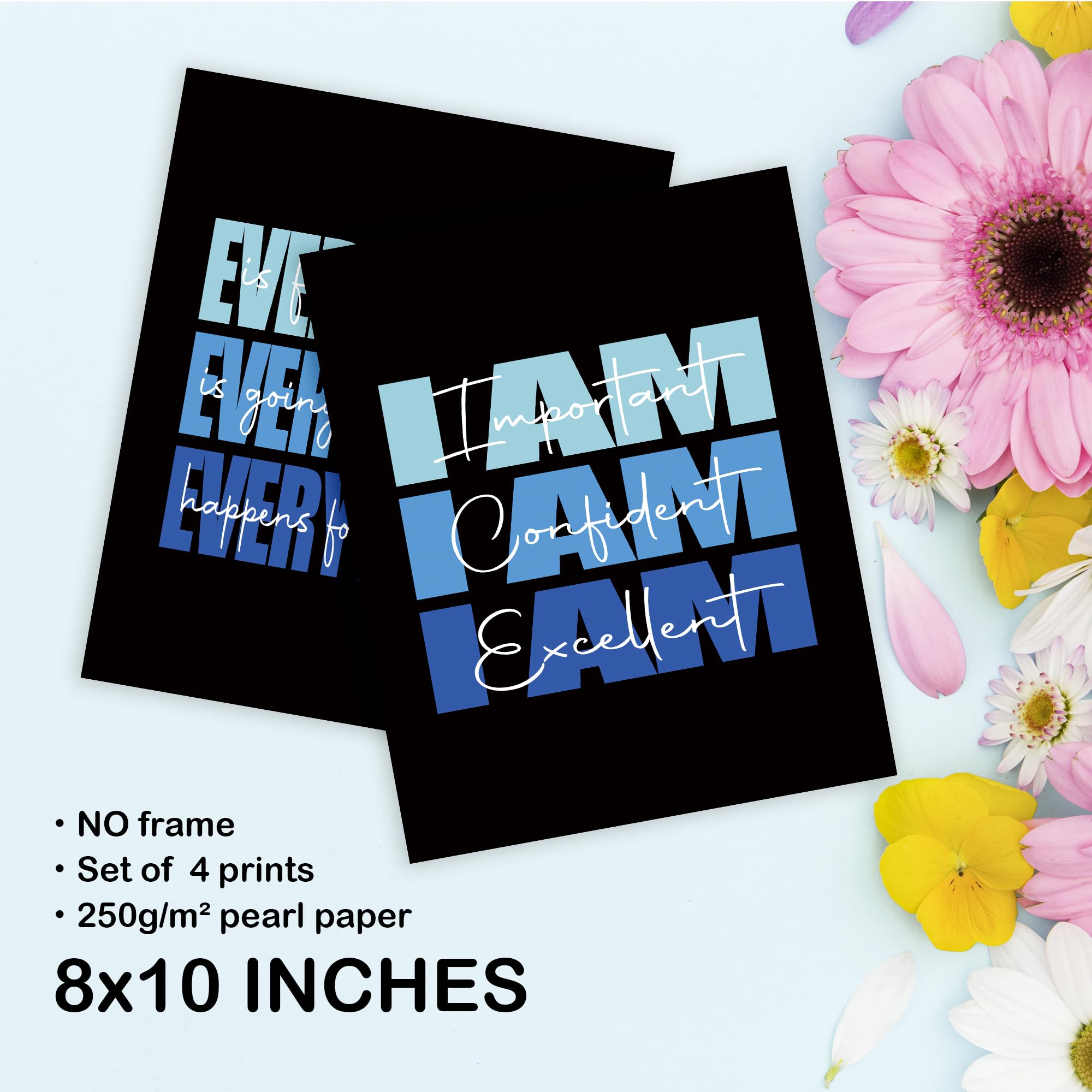 Set of 4 Inspirational Posters â€?Motivational Wall Art for Teen Girls & Women (8x10)