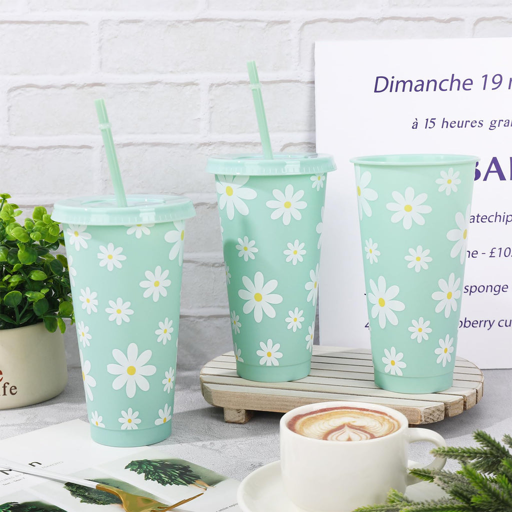 Plastic Cups with Straw and Lid Ribbon