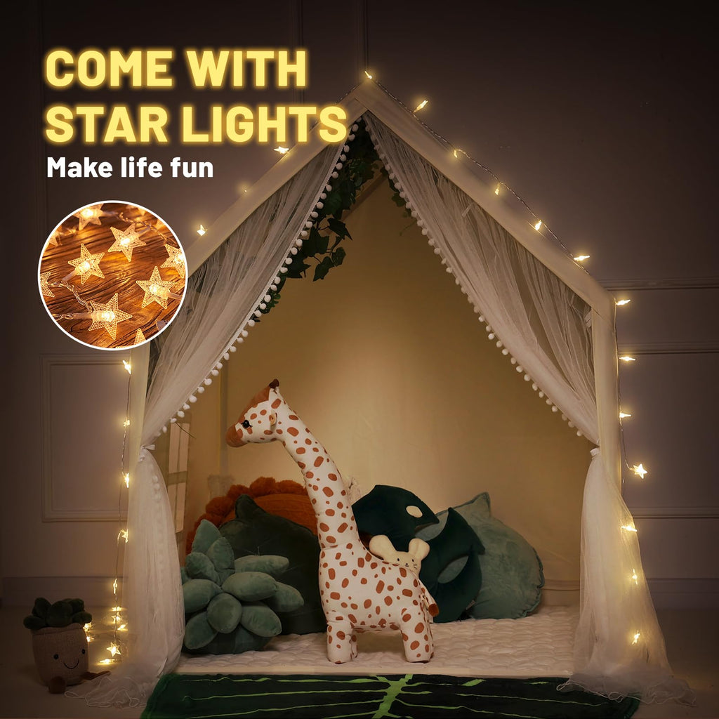 Kid Tent with Mat, Star Lights - Kids Play Tents for Toddlers Kids Tents Indoor Playhouse - Princess Tent for Girls Toy House