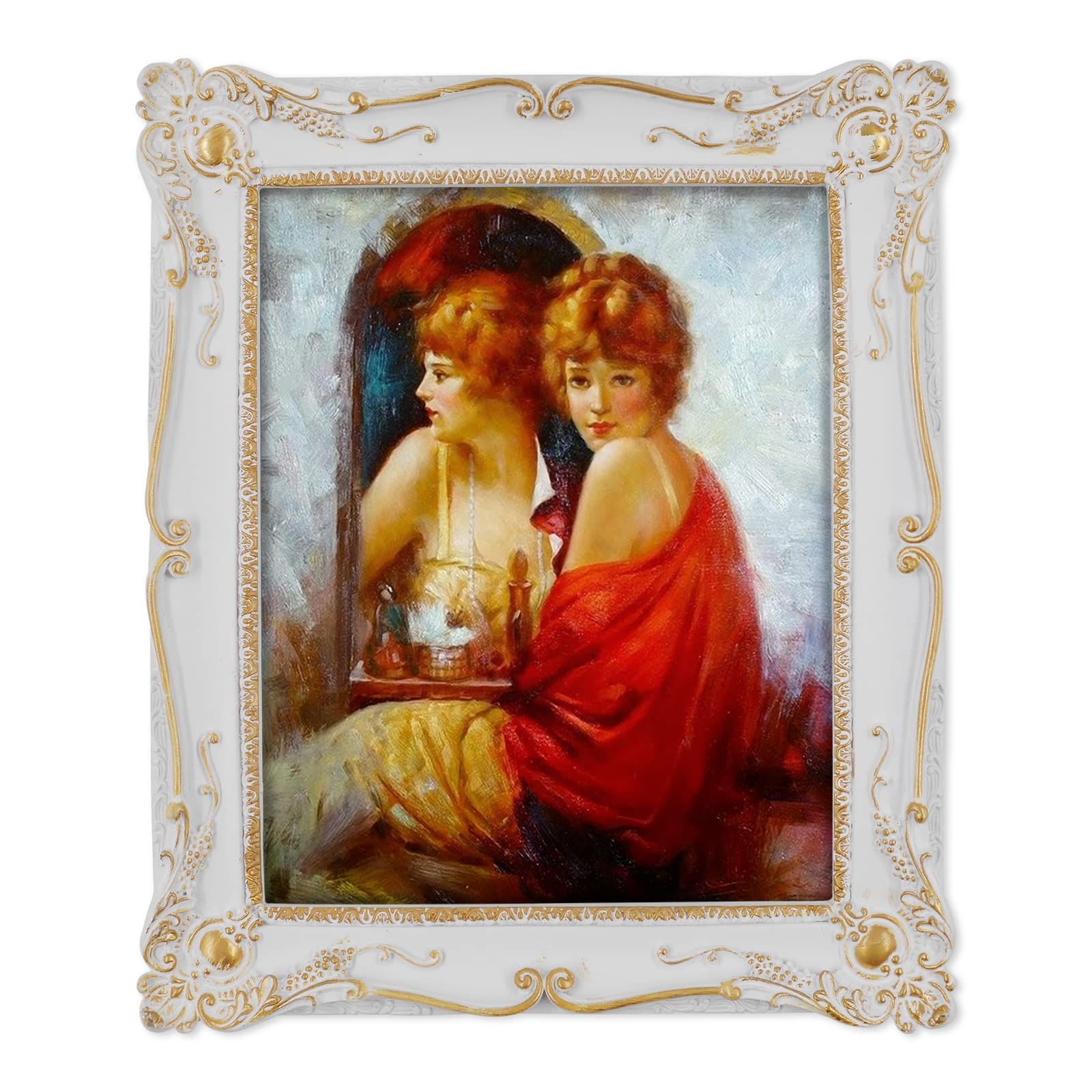 Picture Frame Antique Frame 8x10 Vintage Photo Frames 11 x 4 in with Gold Trim, Wall and Tabletop Picture Frames