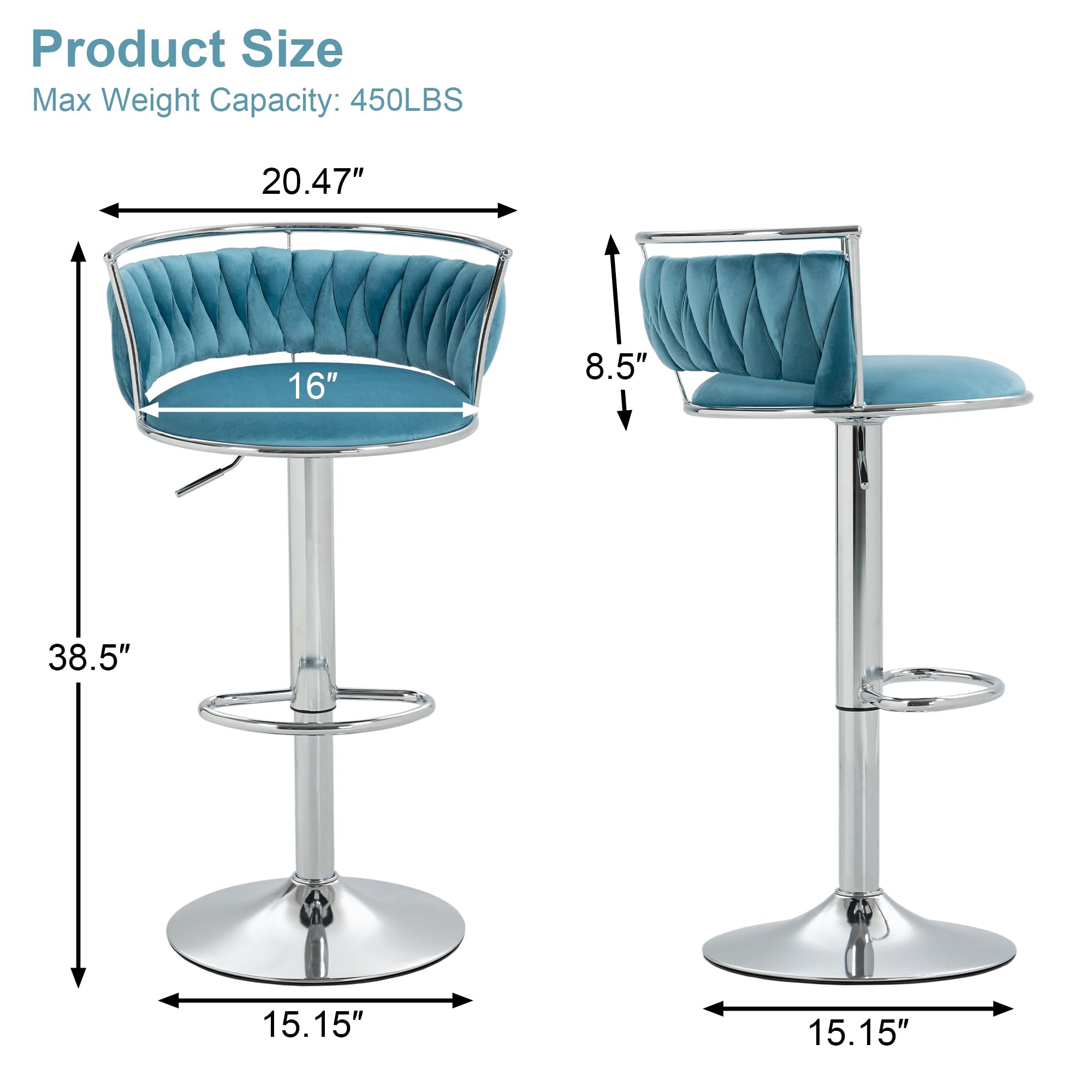 Velvet Swivel Bar Stools, Adjustable Counter Height Bar Chairs with Low Back & Footrest, Modern Gold Bar Stools for Kitchen Island, Bar Pub