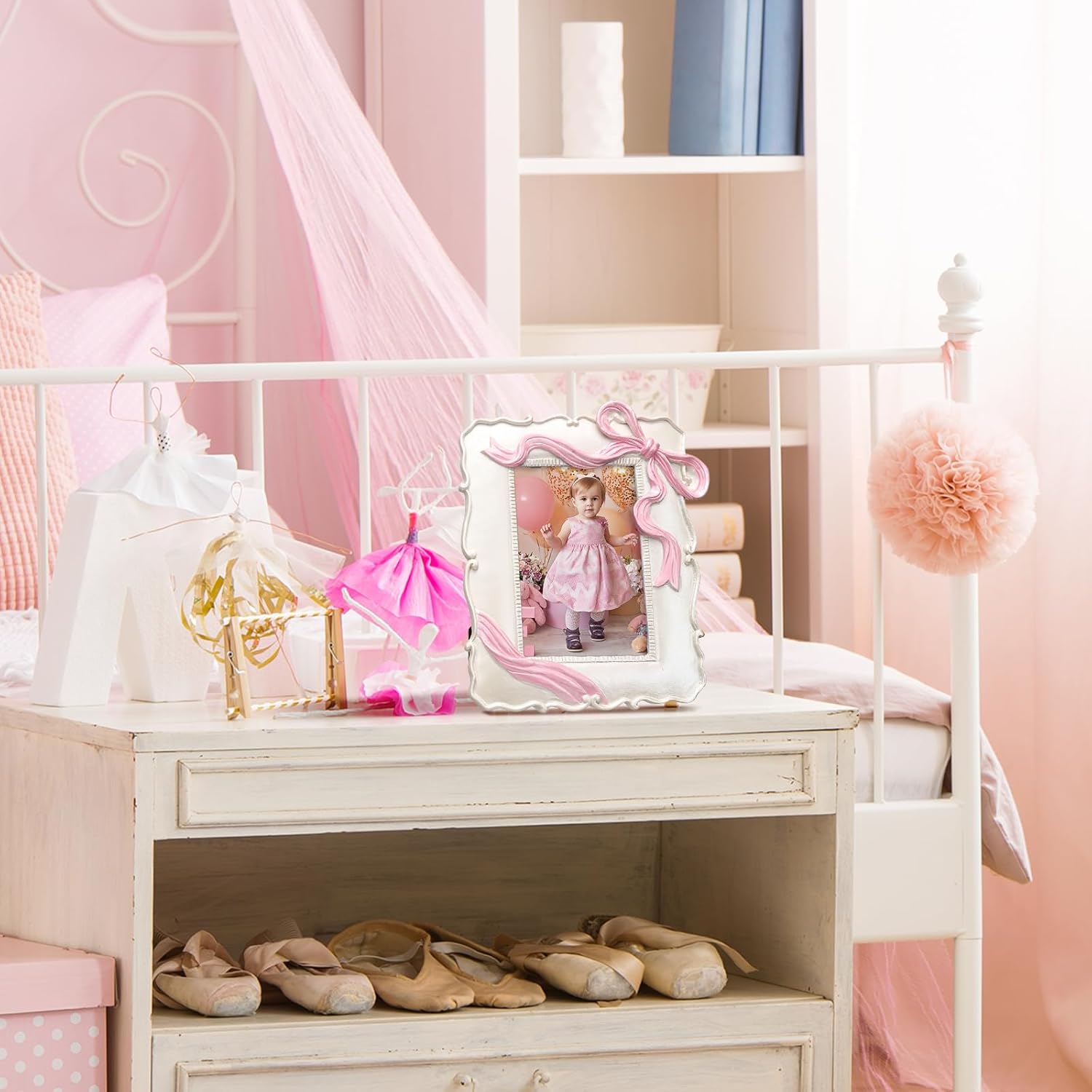 Pink Bow Picture Frames Coquette Room Decor Vintage Pink Ribbon Bow Picture Photo Frames