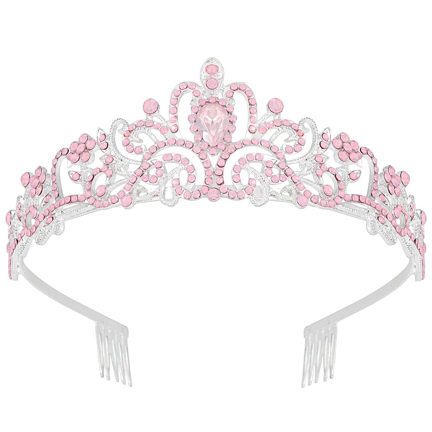 Princess Crystal Tiara Crown Headband Elegant Crown With Combs
