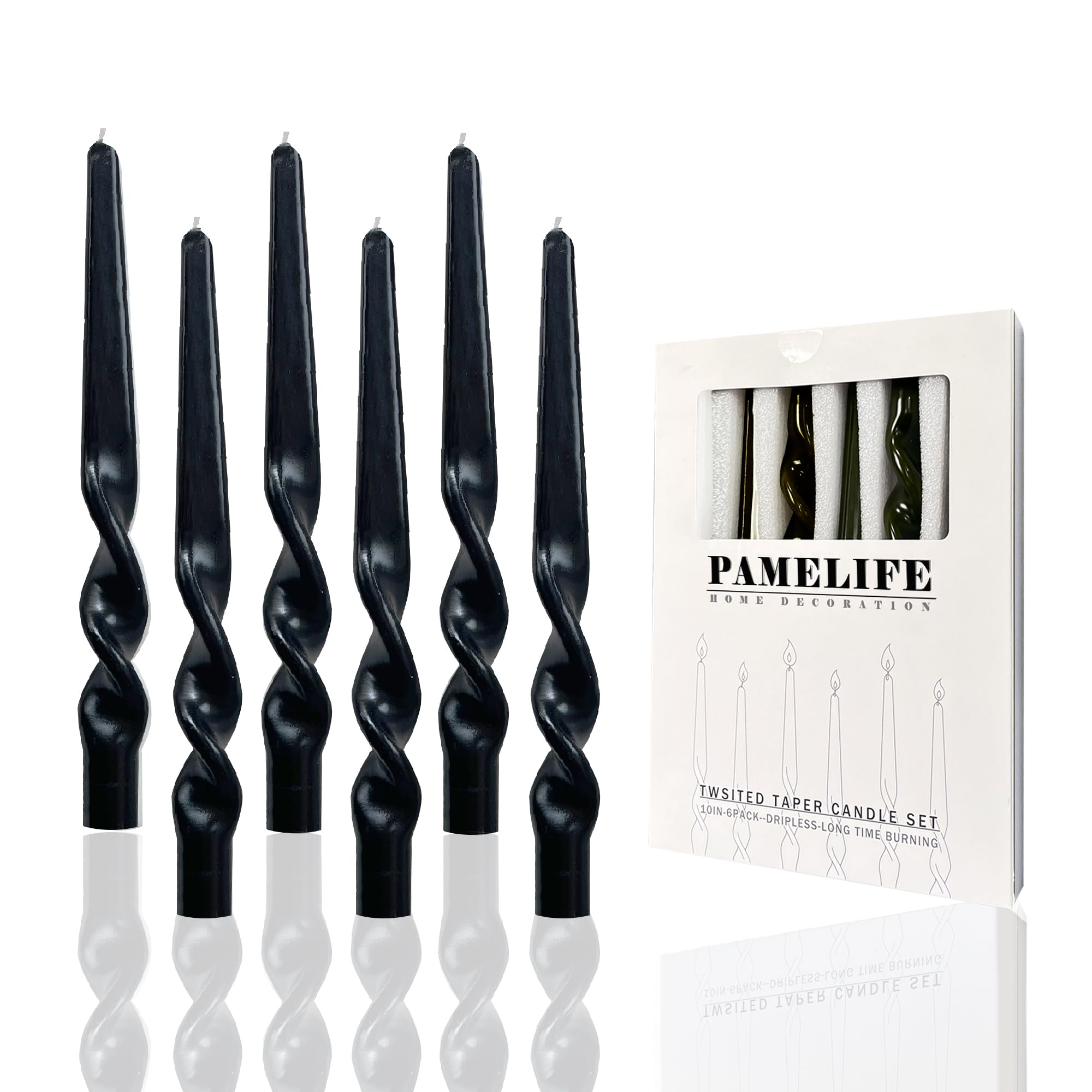 Spiral Taper Candles - Set of 6 Twisted Candle 9.5 Inch Tall for Home Decoration
