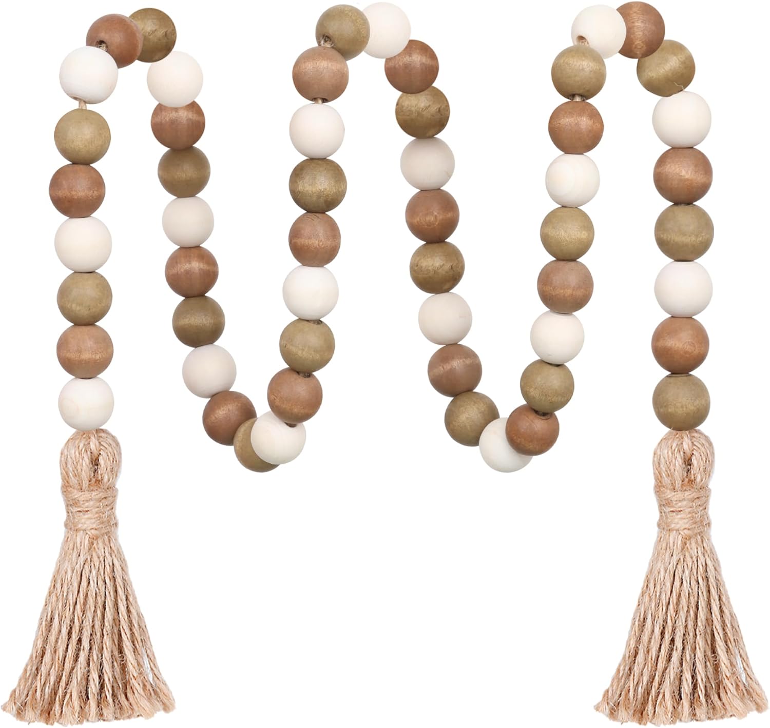 Wood Bead Garland,39in Farmhouse Beads with Tassels Boho Beads for Tiered Tray Decorative Beads Home Decor