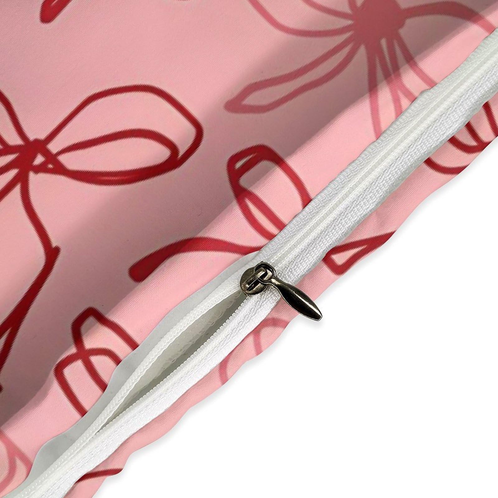 Pink Red Bow Comforter Set Duvet Cover Quilt Cover Set Ultra Soft Bed Cover (1 Duvet Cover+2 Pillowcases)