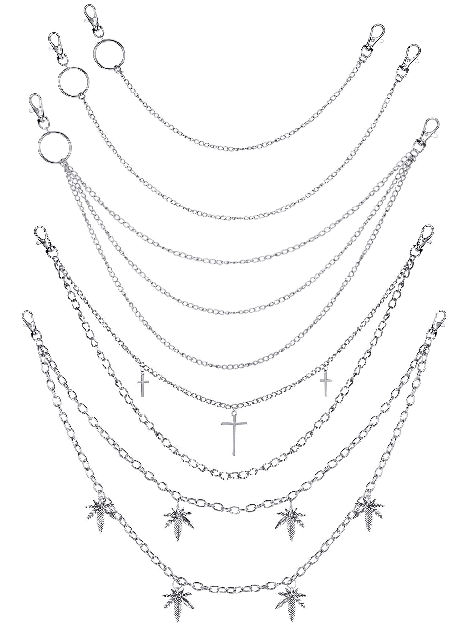 Multi-Layer Chain Belt â€?5-Piece Hip Hop Metal Wallet Chains for Jeans & Pants