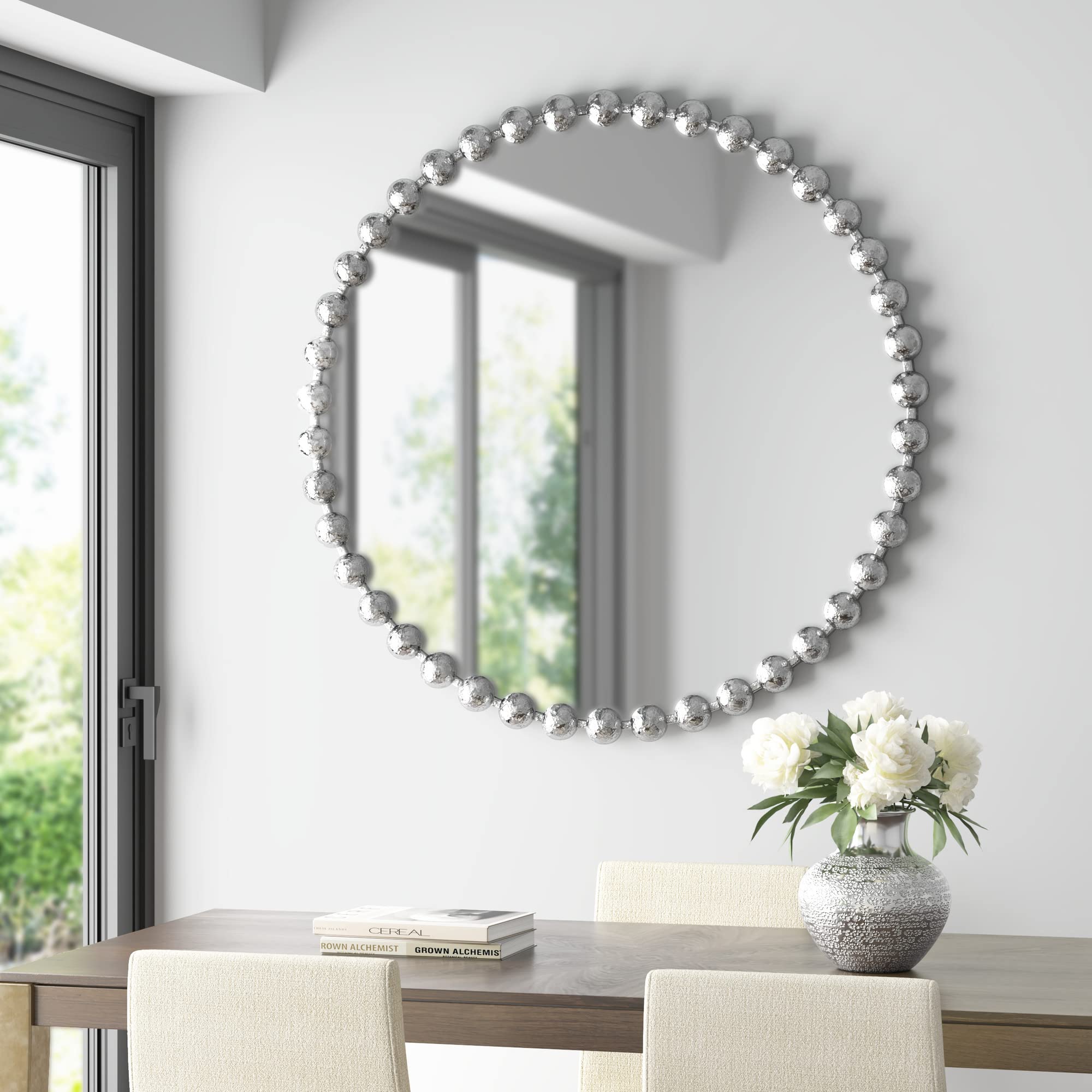 Metal Spherical Frame Round Mirror 36" Diameter