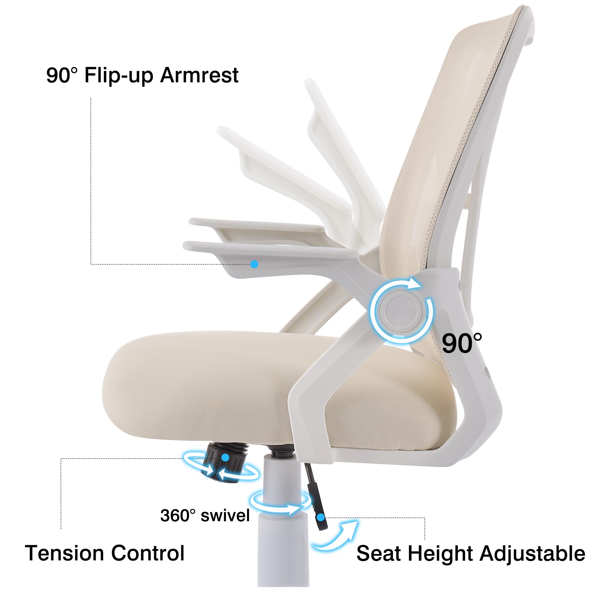 Mid-Back Swivel Ergonomic Office Chair with Adjustable Arms Mesh Lumbar Support